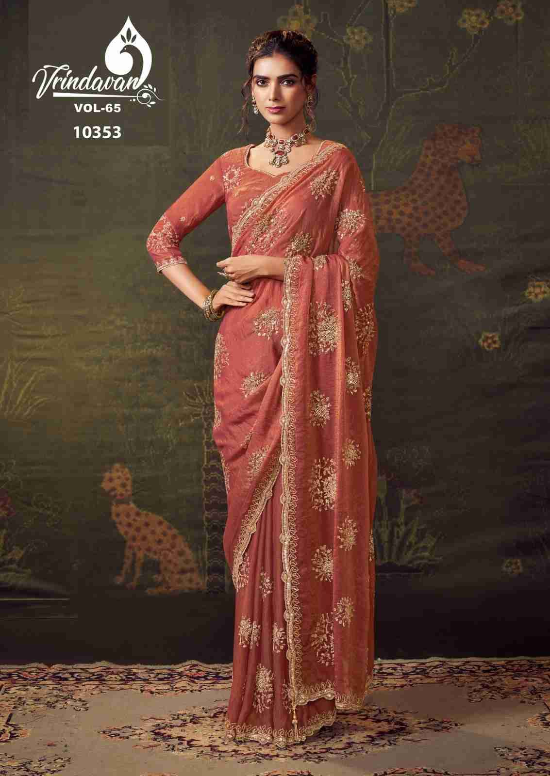 Vrindavan Vol-65 By Vrindavan 10347 To 10355 Series Indian Traditional Wear Collection Beautiful Stylish Fancy Colorful Party Wear & Occasional Wear Tissue Sarees At Wholesale Price