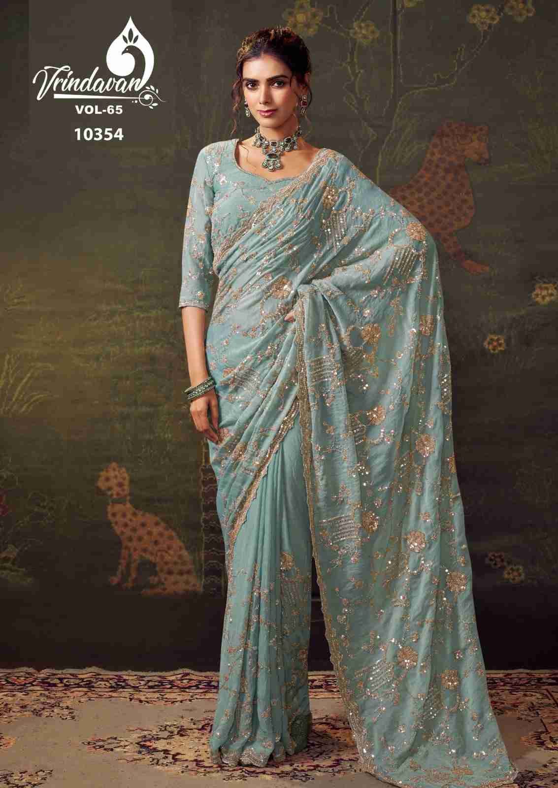 Vrindavan Vol-65 By Vrindavan 10347 To 10355 Series Indian Traditional Wear Collection Beautiful Stylish Fancy Colorful Party Wear & Occasional Wear Tissue Sarees At Wholesale Price