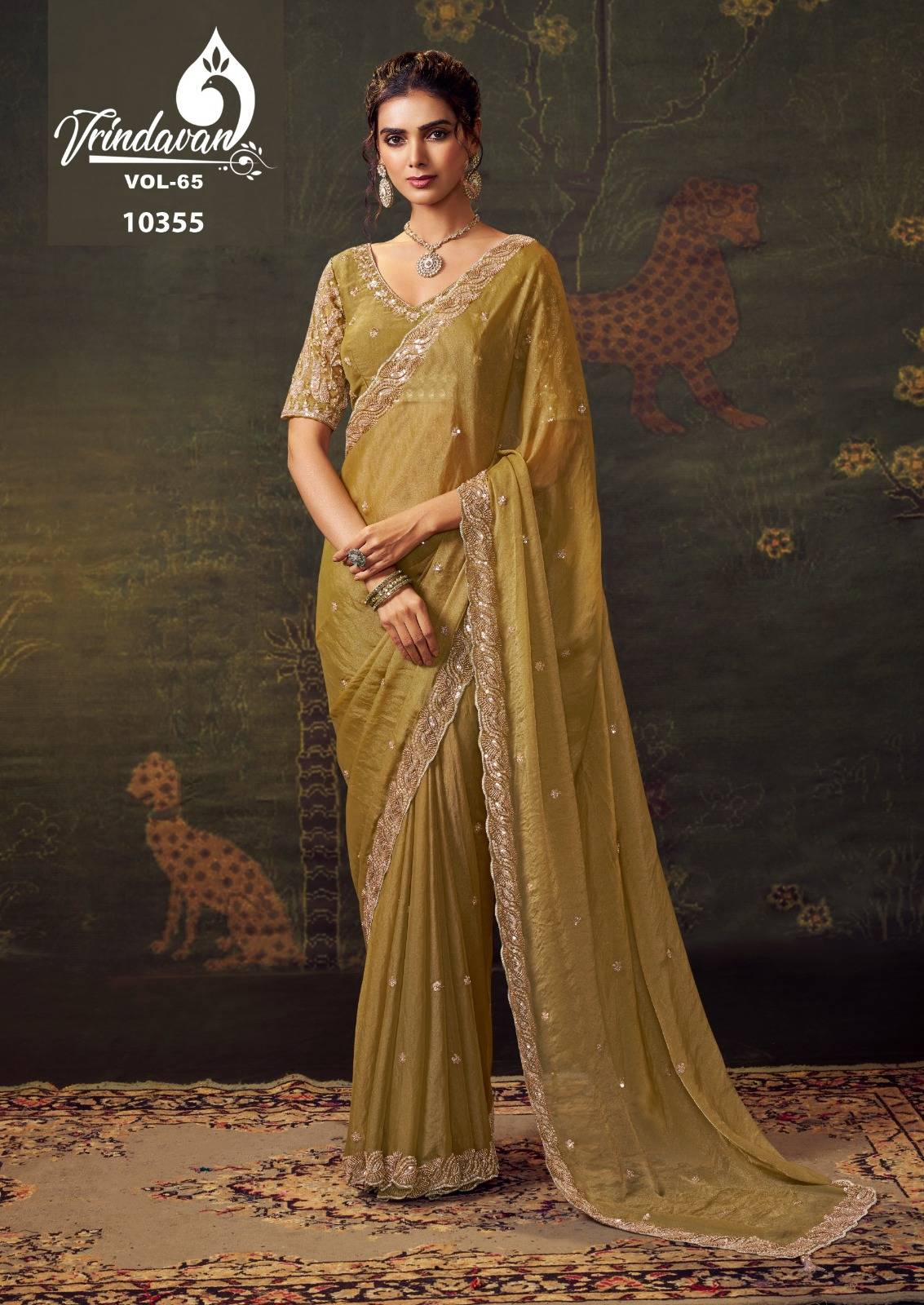 Vrindavan Vol-65 By Vrindavan 10347 To 10355 Series Indian Traditional Wear Collection Beautiful Stylish Fancy Colorful Party Wear & Occasional Wear Tissue Sarees At Wholesale Price