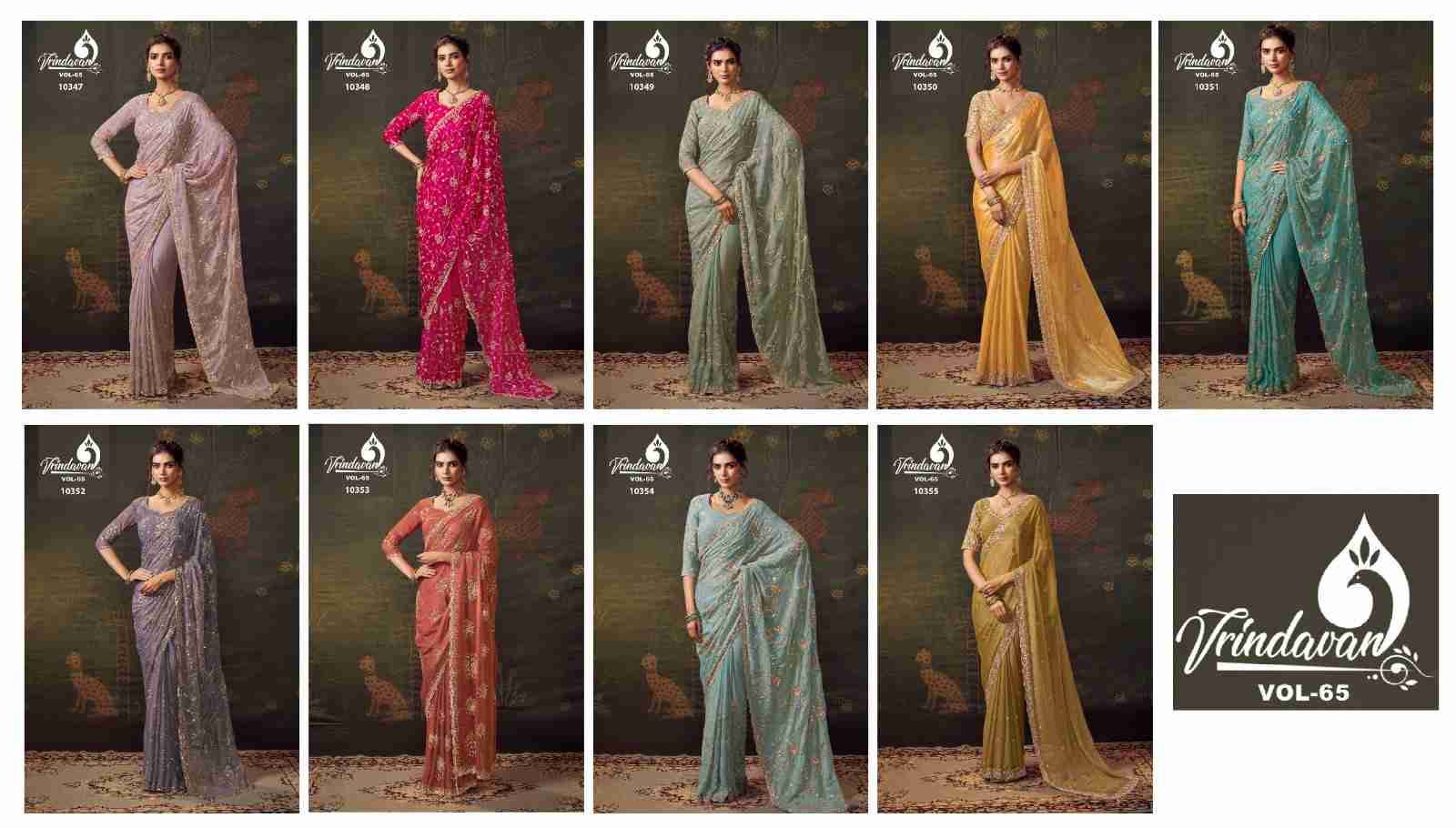 Vrindavan Vol-65 By Vrindavan 10347 To 10355 Series Indian Traditional Wear Collection Beautiful Stylish Fancy Colorful Party Wear & Occasional Wear Tissue Sarees At Wholesale Price