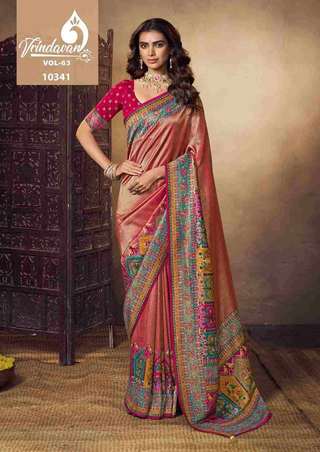 Vrindavan Vol-63 By Vrindavan 10341 To 10349 Series Indian Traditional Wear Collection Beautiful Stylish Fancy Colorful Party Wear & Occasional Wear Tissue Sarees At Wholesale Price