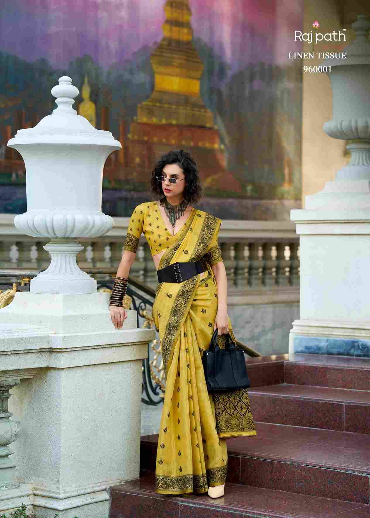 Blackcat By Rajpath 960001 To 960006 Series Indian Traditional Wear Collection Beautiful Stylish Fancy Colorful Party Wear & Occasional Wear Tissue Linen Sarees At Wholesale Price