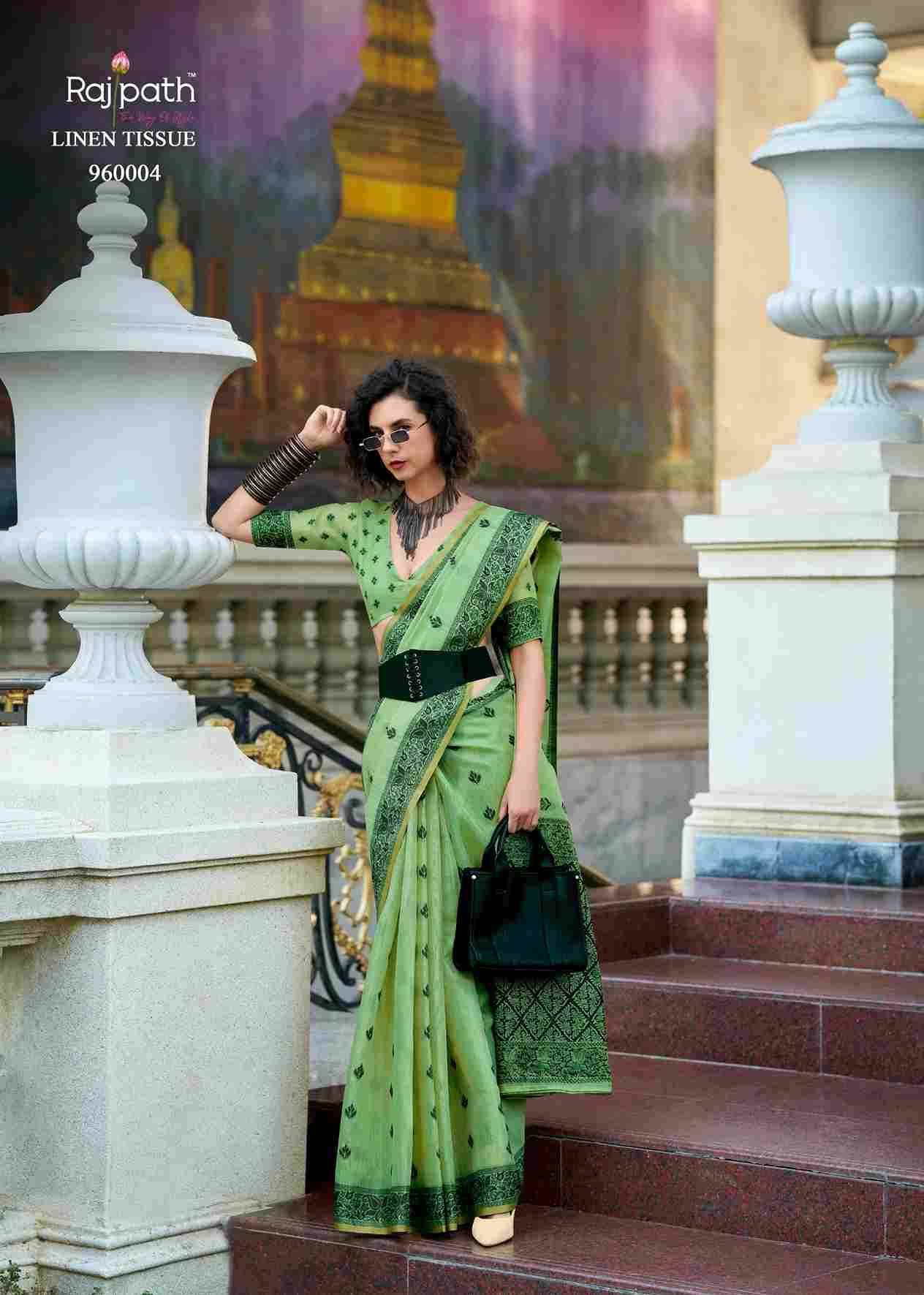 Blackcat By Rajpath 960001 To 960006 Series Indian Traditional Wear Collection Beautiful Stylish Fancy Colorful Party Wear & Occasional Wear Tissue Linen Sarees At Wholesale Price