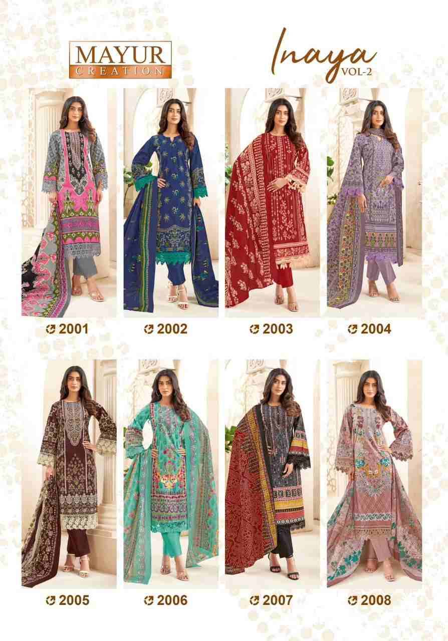 Inaya Vol-2 By Mayur Creation 2001 To 2008 Series Beautiful Festive Suits Stylish Fancy Colorful Casual Wear & Ethnic Wear Poplene Print Dresses At Wholesale Price