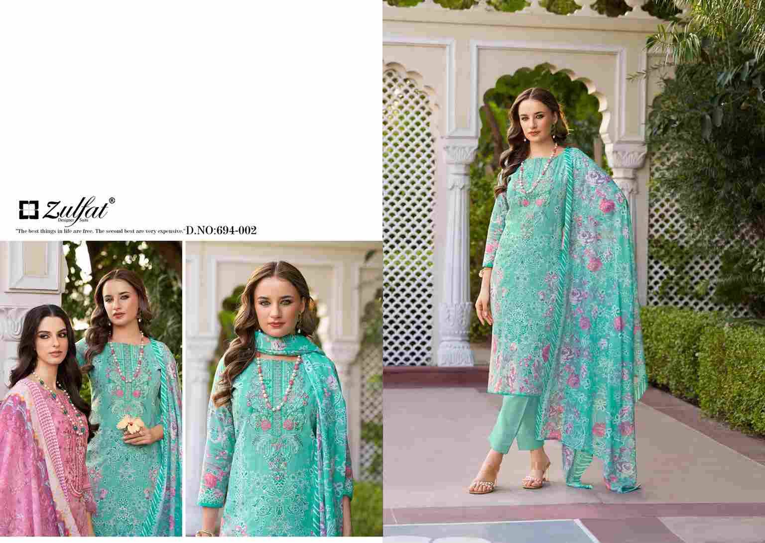 Sana Safina Vol-2 By Zulfat 694-001 To 694-006 Series Beautiful Festive Suits Stylish Fancy Colorful Casual Wear & Ethnic Wear Pure Cotton Dresses At Wholesale Price