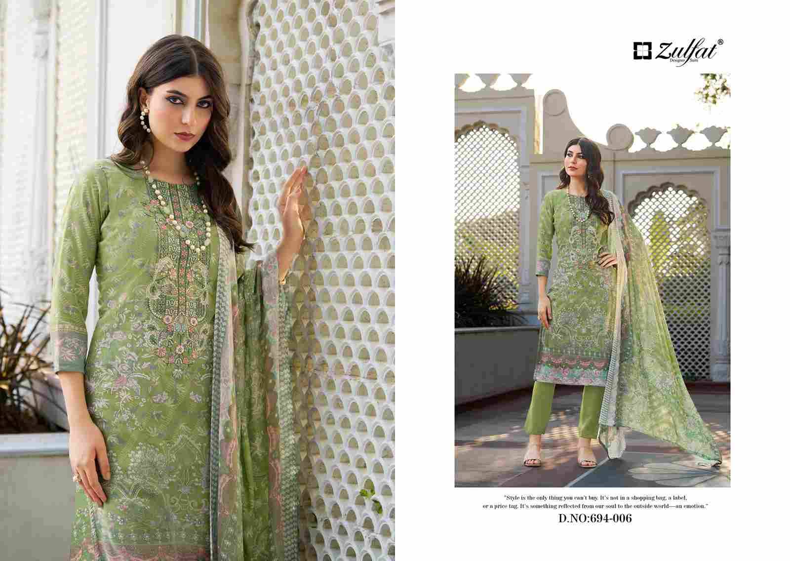 Sana Safina Vol-2 By Zulfat 694-001 To 694-006 Series Beautiful Festive Suits Stylish Fancy Colorful Casual Wear & Ethnic Wear Pure Cotton Dresses At Wholesale Price