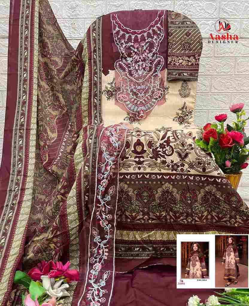 Aasha Hit Design 1180-A By Aasha Designer Wholesale Designer Pakistani Suits Collection Beautiful Stylish Fancy Colorful Party Wear & Occasional Wear Pure Cotton Dresses At Wholesale Price