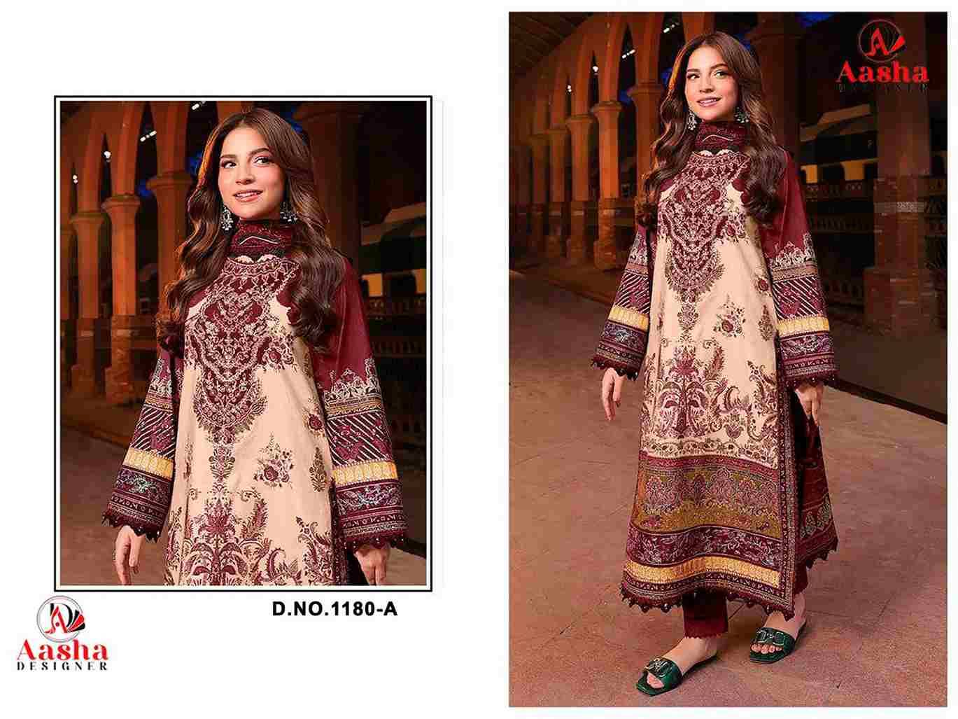 Aasha Hit Design 1180-A By Aasha Designer Wholesale Designer Pakistani Suits Collection Beautiful Stylish Fancy Colorful Party Wear & Occasional Wear Pure Cotton Dresses At Wholesale Price