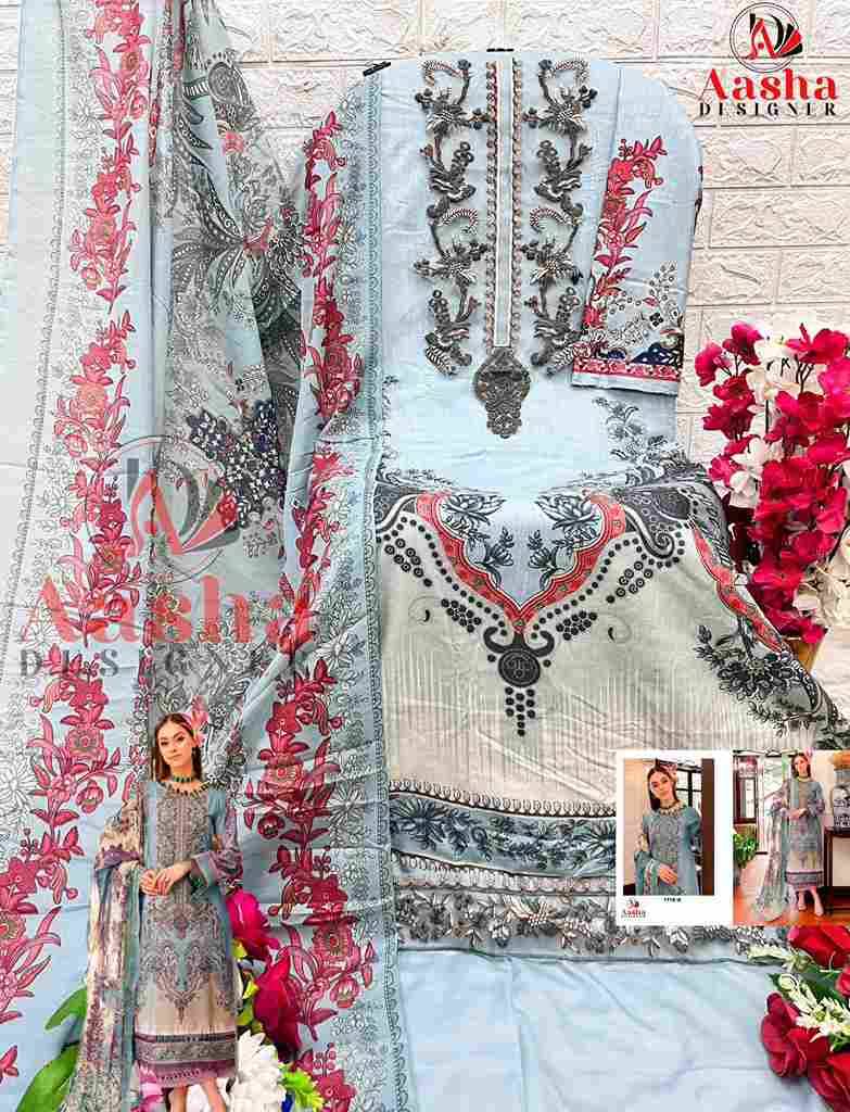 Aasha Hit Design 1110-A By Aasha Designer Wholesale Designer Pakistani Suits Collection Beautiful Stylish Fancy Colorful Party Wear & Occasional Wear Pure Cotton Dresses At Wholesale Price