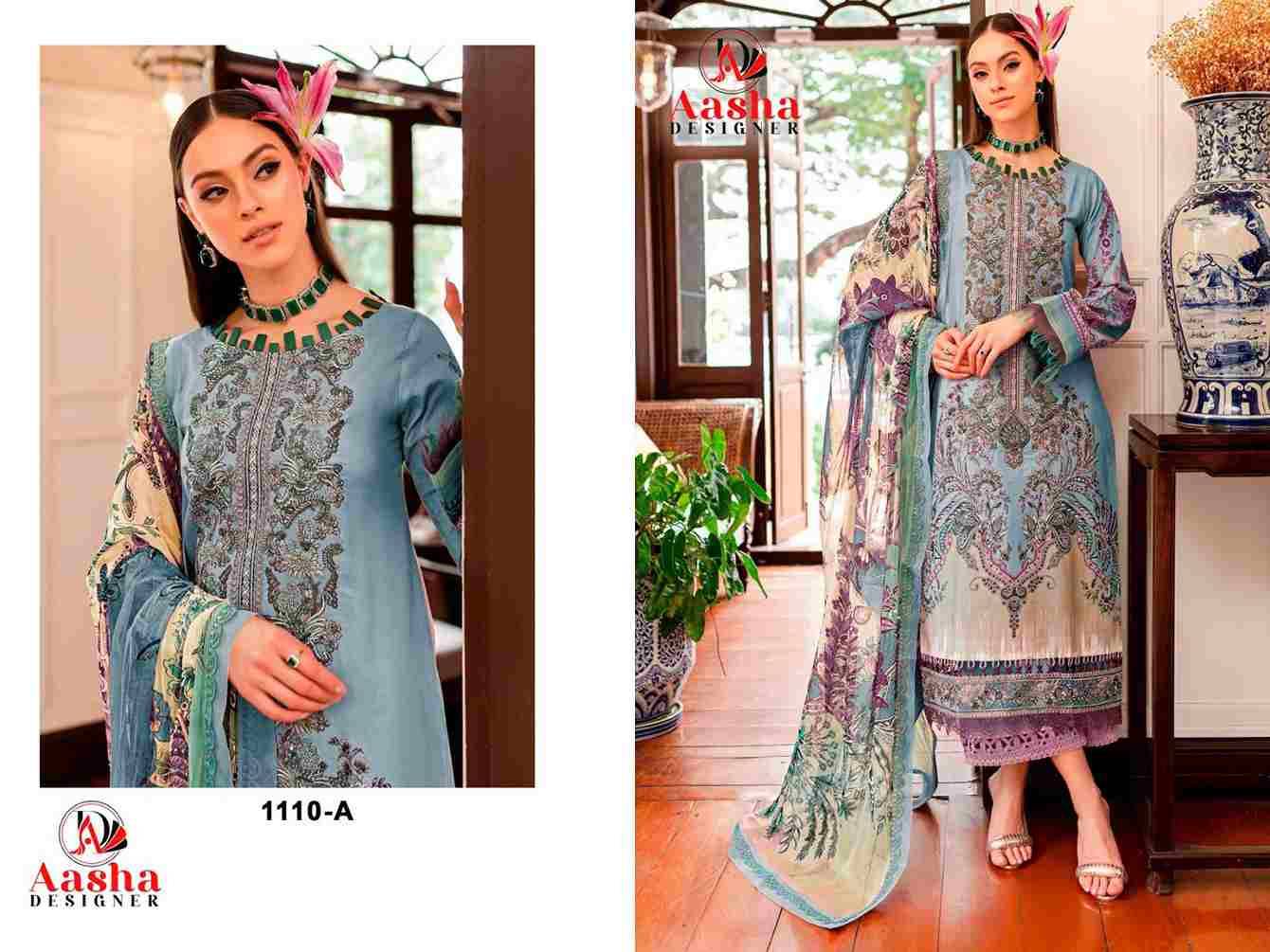 Aasha Hit Design 1110-A By Aasha Designer Wholesale Designer Pakistani Suits Collection Beautiful Stylish Fancy Colorful Party Wear & Occasional Wear Pure Cotton Dresses At Wholesale Price