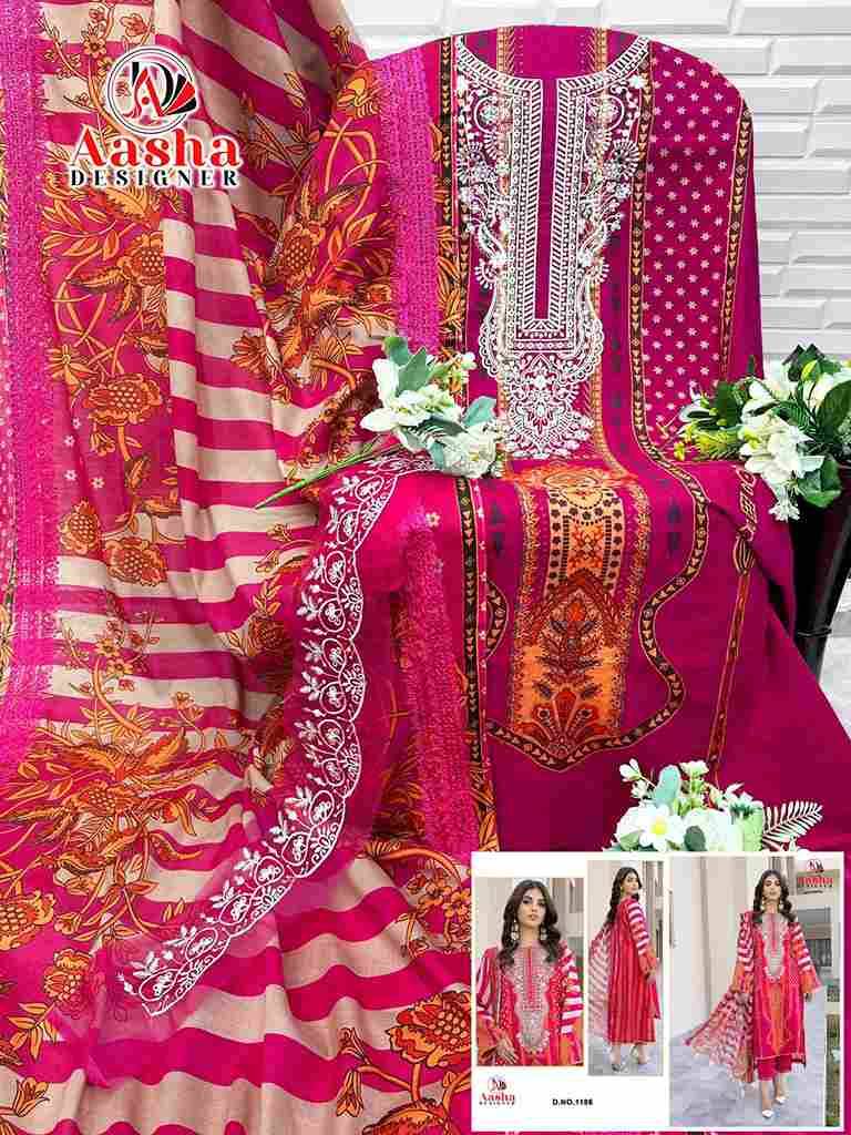 Aasha Hit Design 1186 By Aasha Designer Wholesale Designer Pakistani Suits Collection Beautiful Stylish Fancy Colorful Party Wear & Occasional Wear Pure Cotton Dresses At Wholesale Price