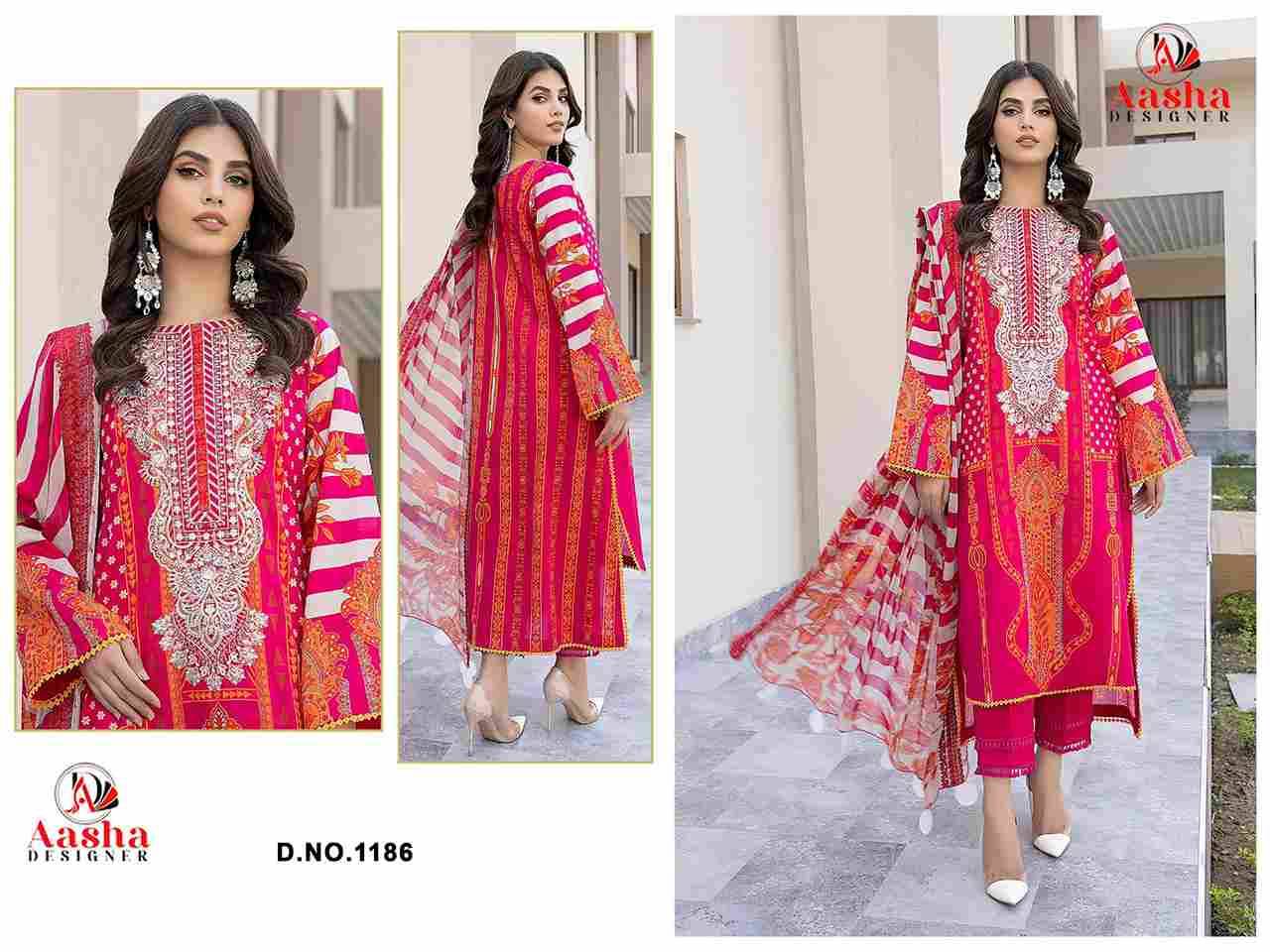 Aasha Hit Design 1186 By Aasha Designer Wholesale Designer Pakistani Suits Collection Beautiful Stylish Fancy Colorful Party Wear & Occasional Wear Pure Cotton Dresses At Wholesale Price