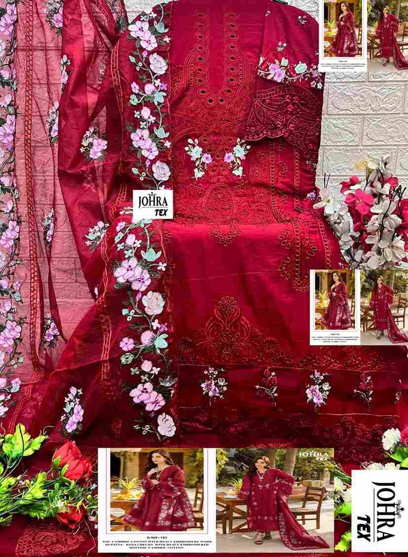 Johra Hit Design 183 By Johra Tex Beautiful Pakistani Suits Colorful Stylish Fancy Casual Wear & Ethnic Wear Cambric Cotton Embroidered Dresses At Wholesale Price