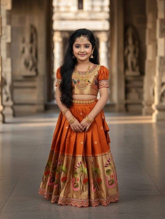 Pv-Kids Lehenga Vol-22 By Fashid Wholesale 01 To 04 Series Designer Beautiful Collection Occasional Wear & Party Wear Heavy Paithani Silk Lehenga At Wholesale Price