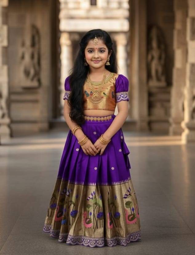 Pv-Kids Lehenga Vol-22 By Fashid Wholesale 01 To 04 Series Designer Beautiful Collection Occasional Wear & Party Wear Heavy Paithani Silk Lehenga At Wholesale Price