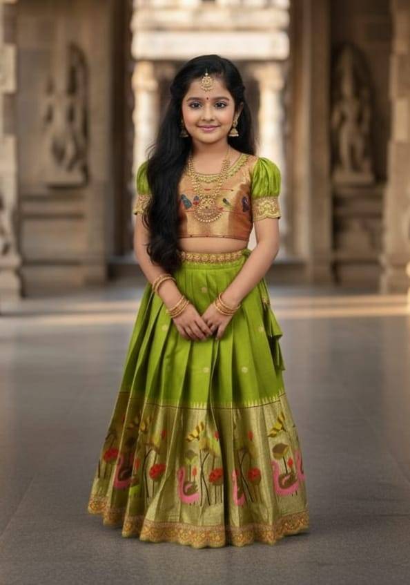 Pv-Kids Lehenga Vol-22 By Fashid Wholesale 01 To 04 Series Designer Beautiful Collection Occasional Wear & Party Wear Heavy Paithani Silk Lehenga At Wholesale Price