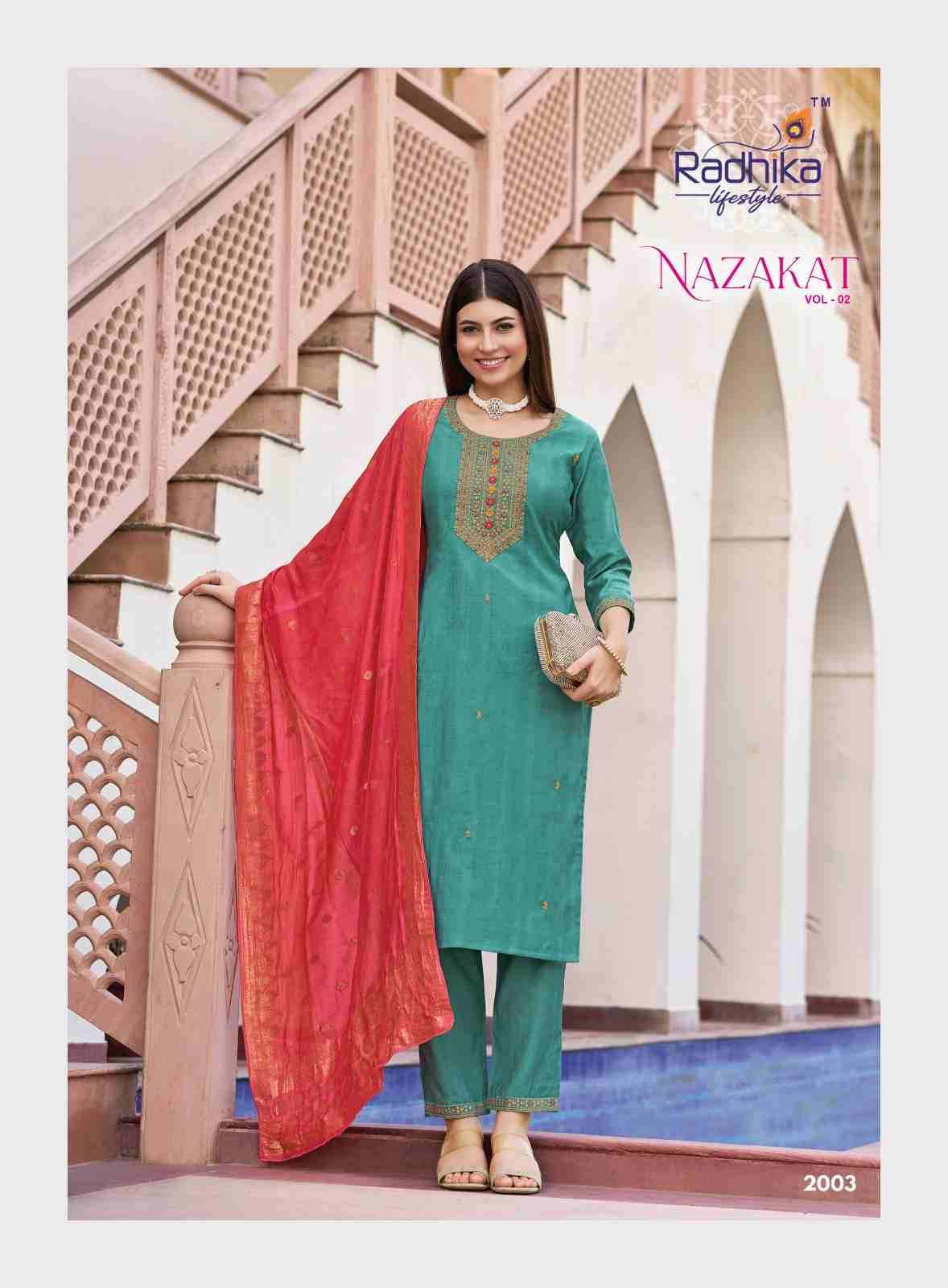 Nazakat Vol-2 By Radhika Lifestyle 2001 To 2006 Series Beautiful Stylish Festive Suits Fancy Colorful Casual Wear & Ethnic Wear & Ready To Wear Vertican Silk Dresses At Wholesale Price