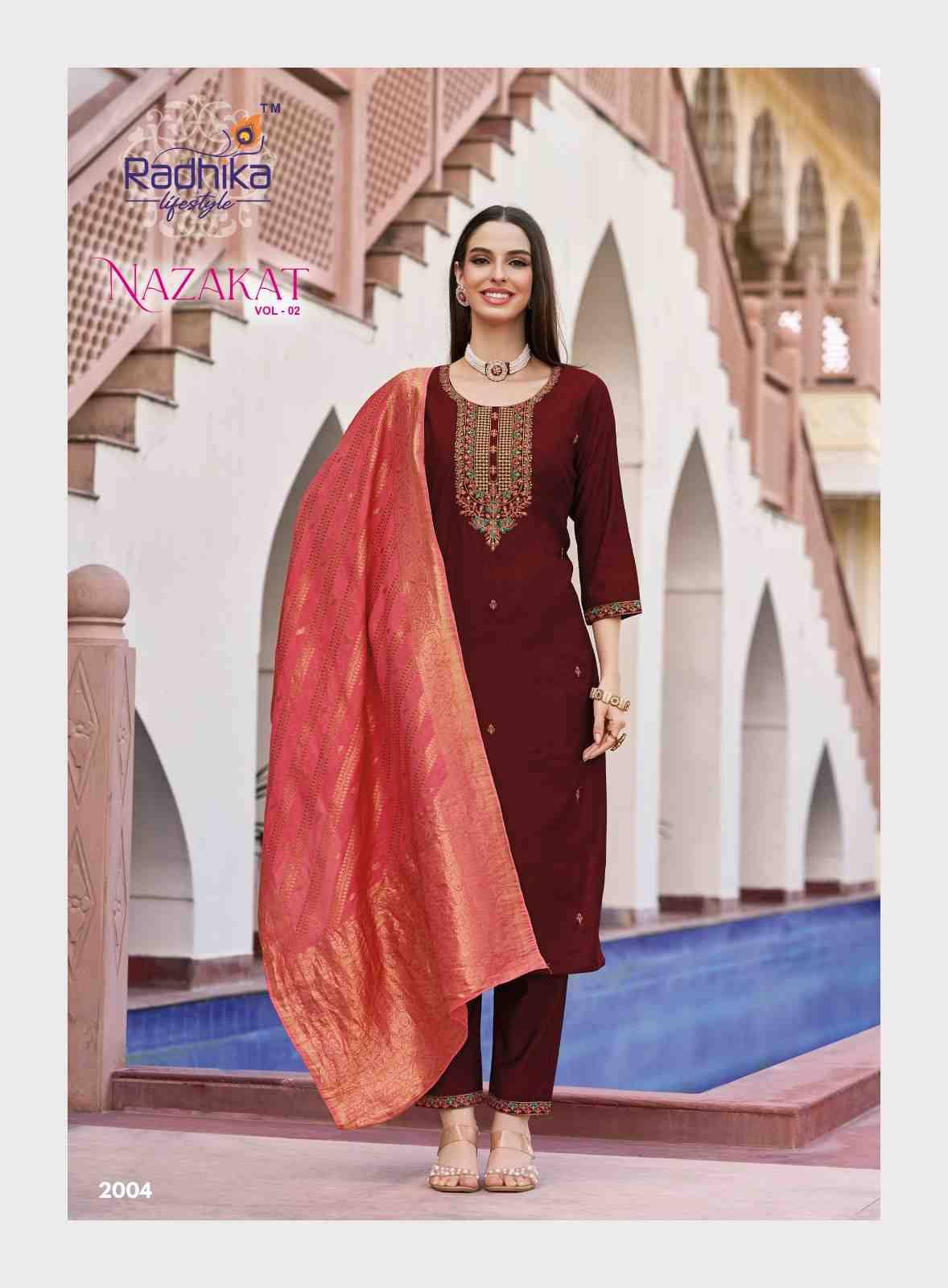 Nazakat Vol-2 By Radhika Lifestyle 2001 To 2006 Series Beautiful Stylish Festive Suits Fancy Colorful Casual Wear & Ethnic Wear & Ready To Wear Vertican Silk Dresses At Wholesale Price