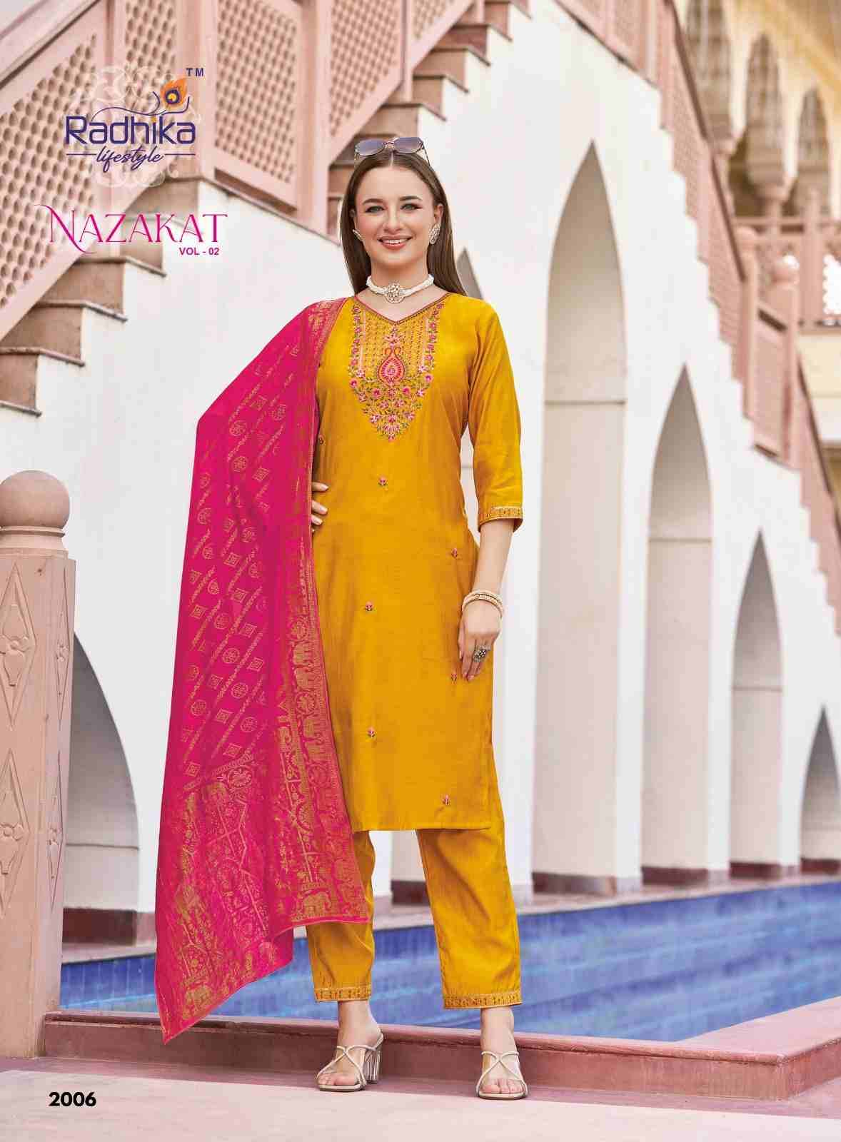 Nazakat Vol-2 By Radhika Lifestyle 2001 To 2006 Series Beautiful Stylish Festive Suits Fancy Colorful Casual Wear & Ethnic Wear & Ready To Wear Vertican Silk Dresses At Wholesale Price