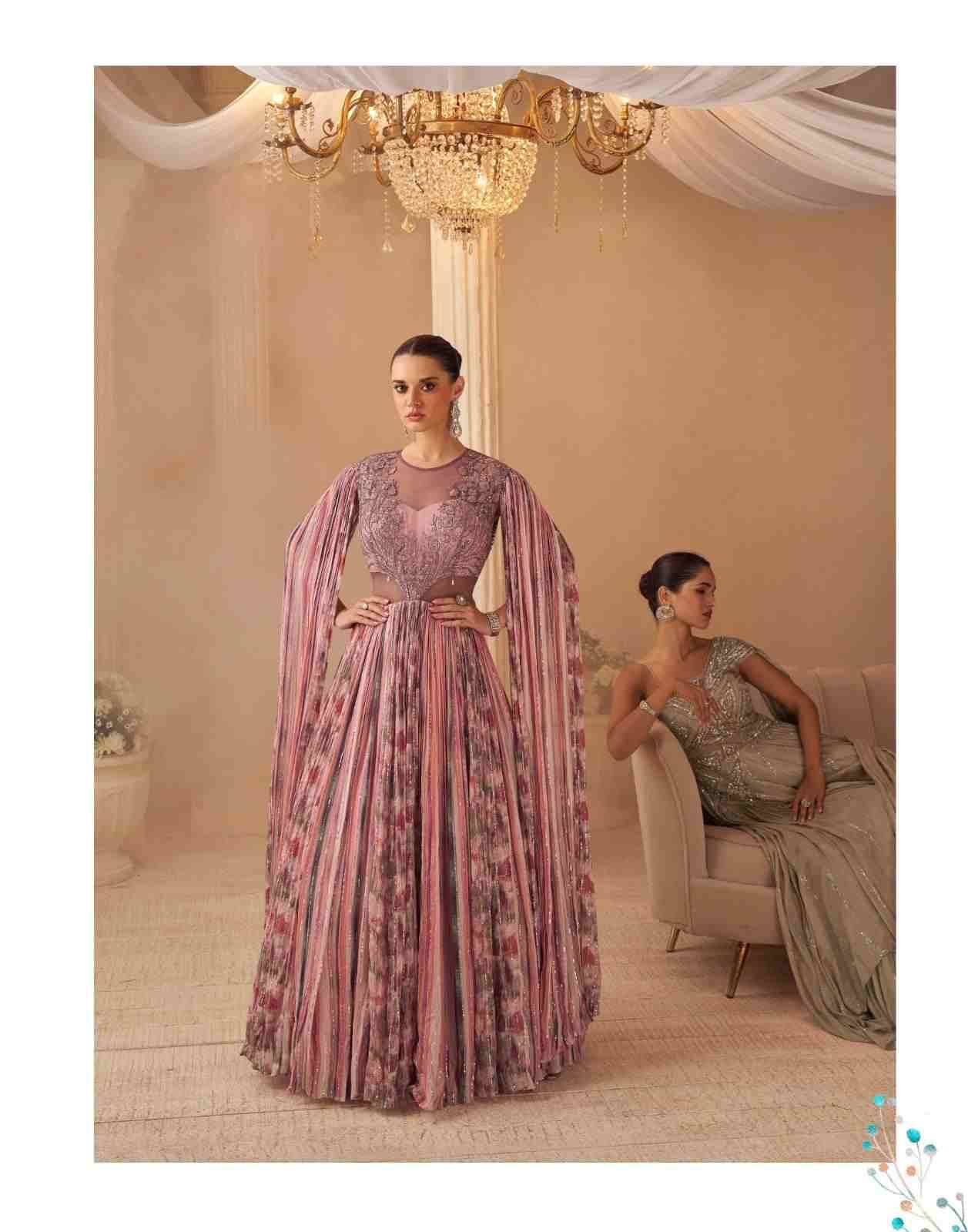 Aarohi By Sayuri 5885 To 5887 Series Designer Stylish Fancy Colorful Beautiful Party Wear & Ethnic Wear Collection Premium Chinnon Silk Gown With Dupatta At Wholesale Price