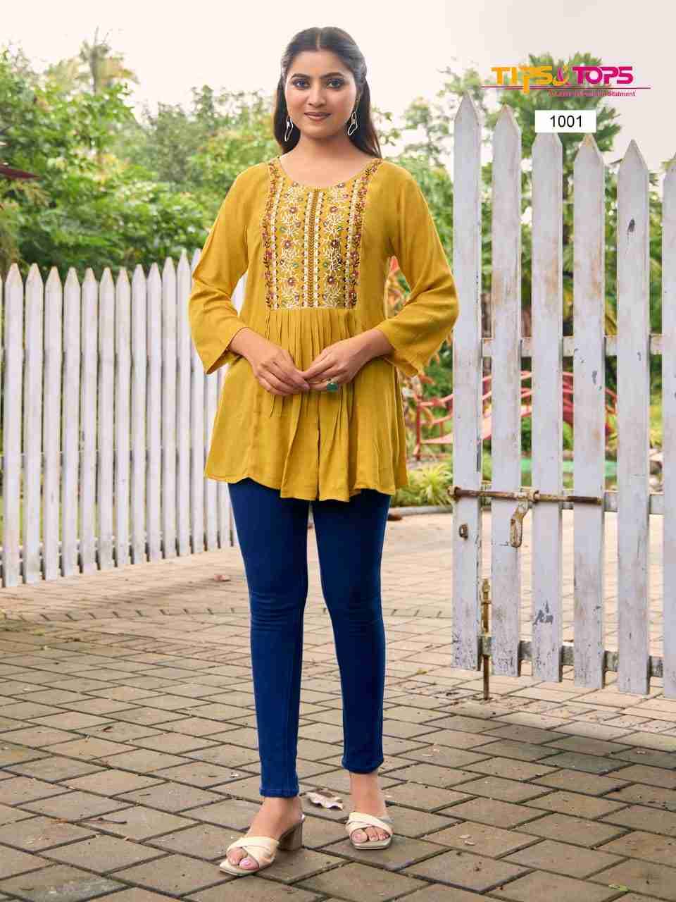 Sana Vol-5 By Tips And Tops 1001 To 1008 Series Designer Stylish Fancy Colorful Beautiful Party Wear & Ethnic Wear Collection Rayon Tops At Wholesale Price