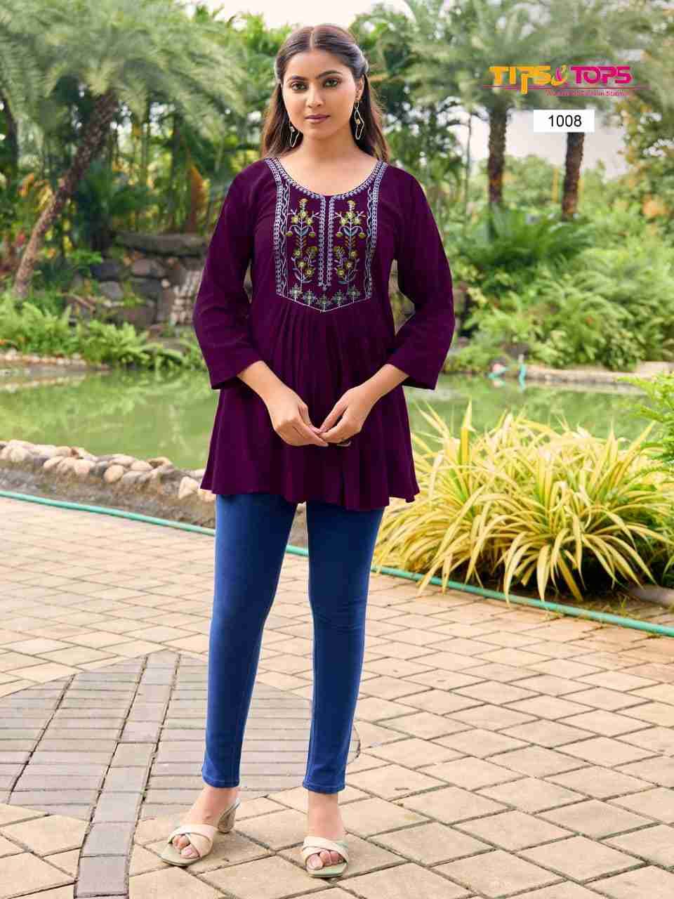 Sana Vol-5 By Tips And Tops 1001 To 1008 Series Designer Stylish Fancy Colorful Beautiful Party Wear & Ethnic Wear Collection Rayon Tops At Wholesale Price
