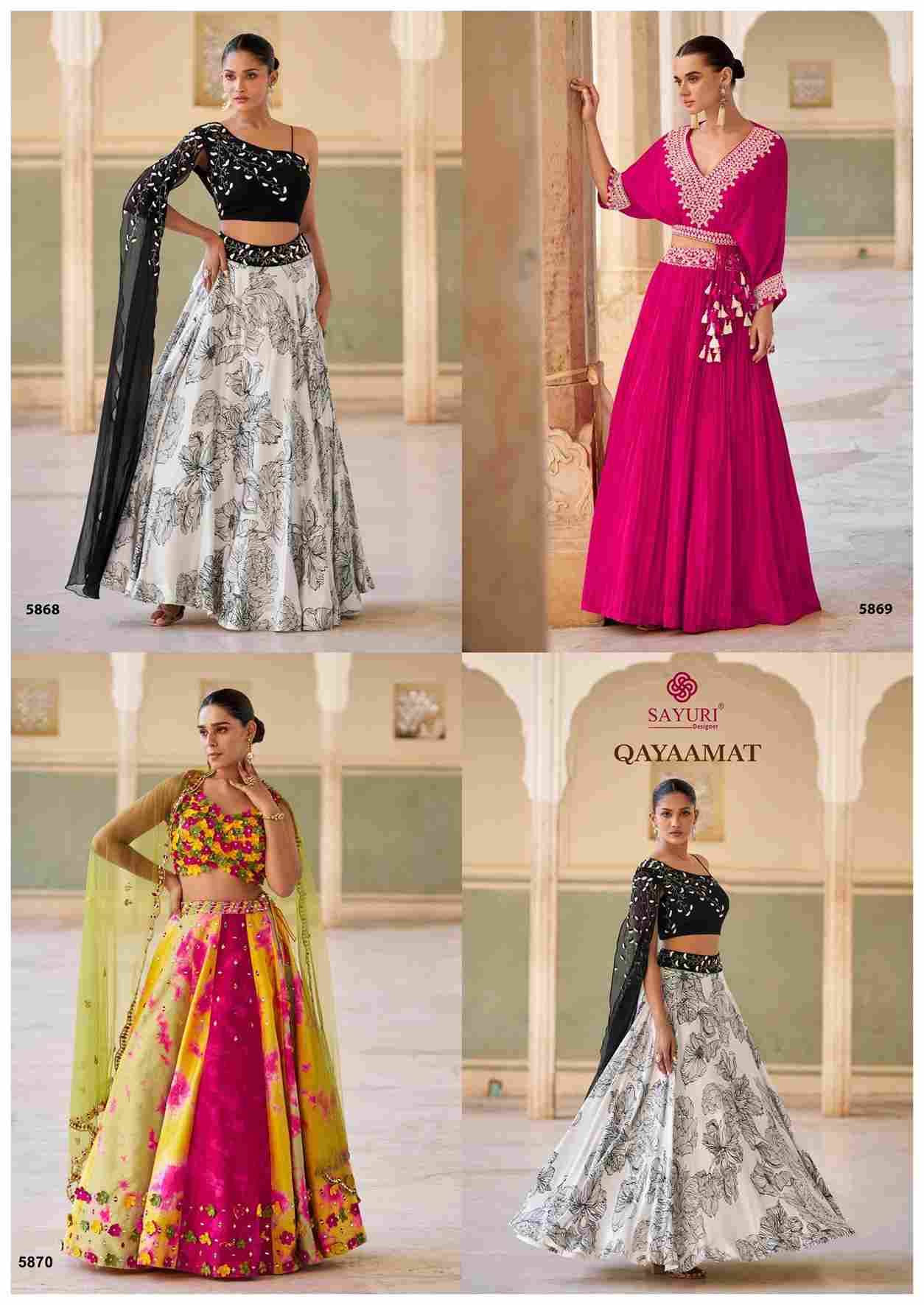 Qayaamat By Sayuri 5868 To 5870 Series Festive Wear Collection Beautiful Stylish Colorful Fancy Party Wear & Occasional Wear Chinnon/Georgette Lehengas At Wholesale Price