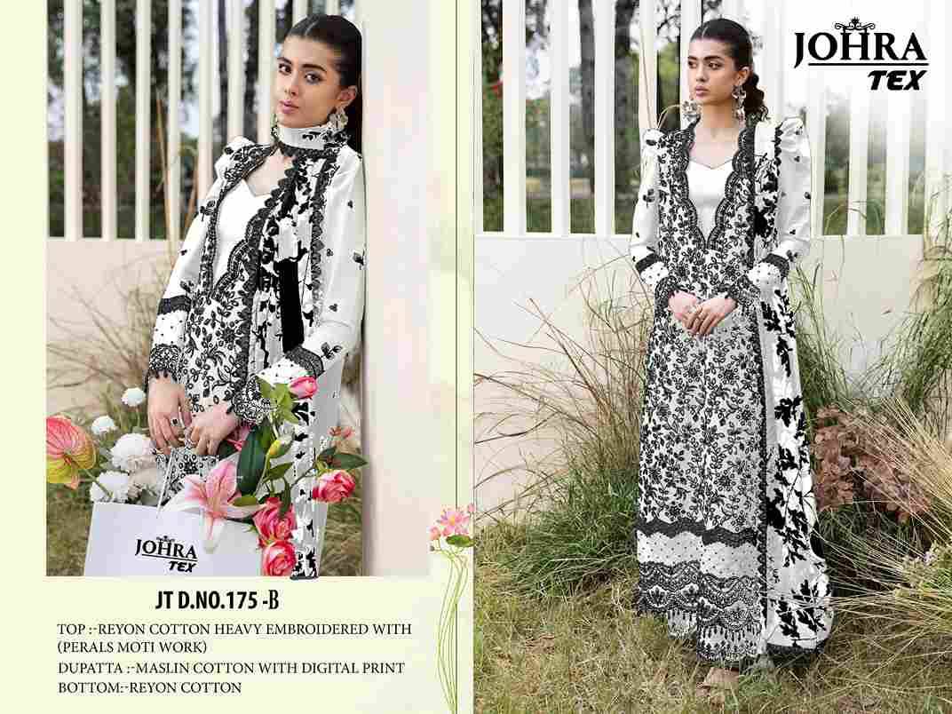 Johra Hit Design 175 Colours By Johra Tex 175-A To 175-B Series Beautiful Pakistani Suits Colorful Stylish Fancy Casual Wear & Ethnic Wear Rayon Cotton Dresses At Wholesale Price