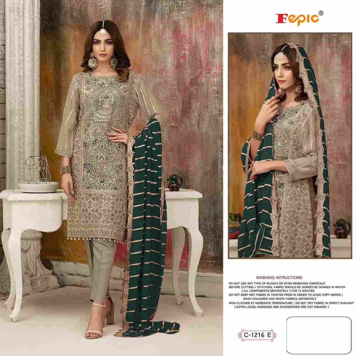 Fepic 1216 Colours Vol-2 By Fepic 1216-E To 1216-H Series Beautiful Pakistani Suits Colorful Stylish Fancy Casual Wear & Ethnic Wear Faux Georgette Embroidered Dresses At Wholesale Price