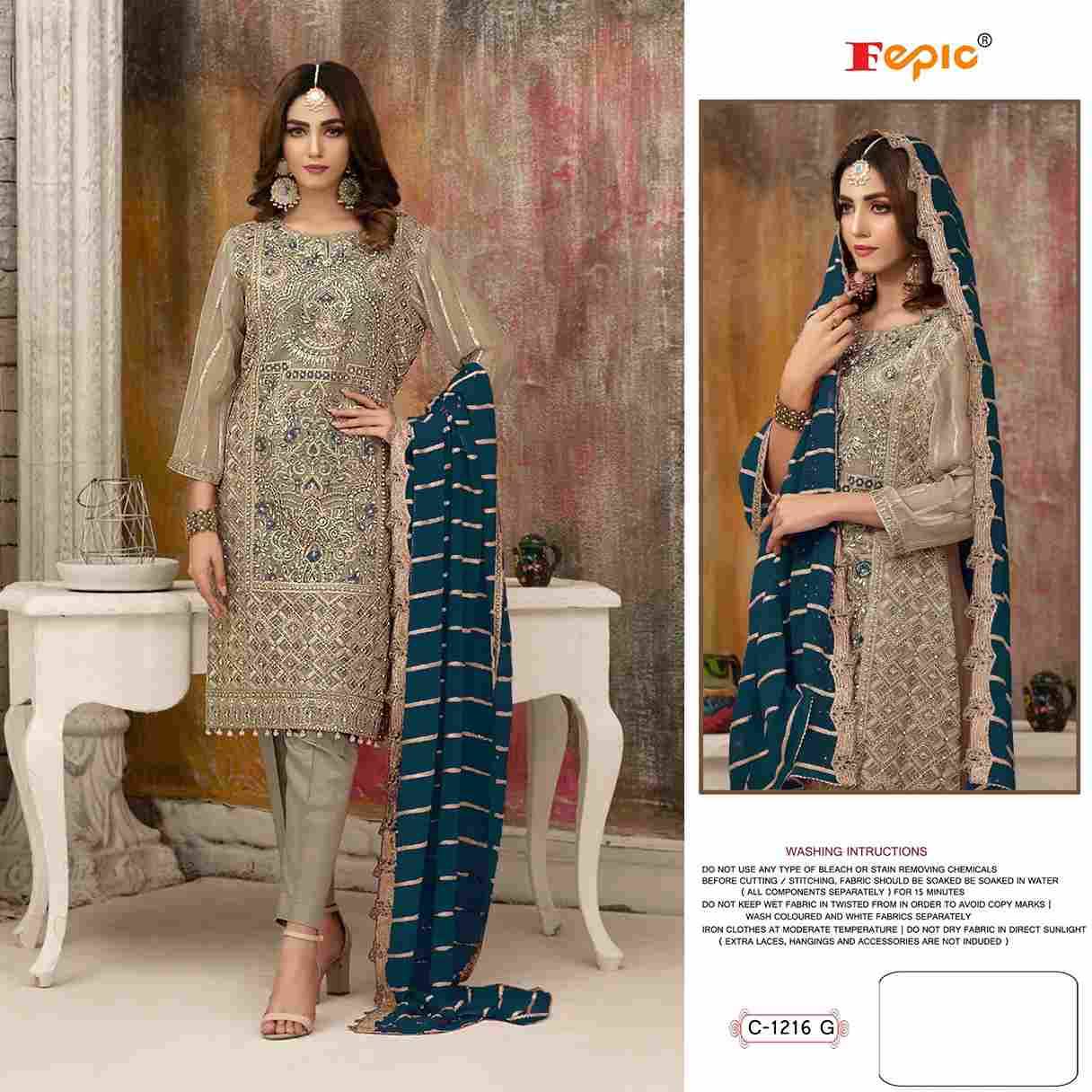 Fepic 1216 Colours Vol-2 By Fepic 1216-E To 1216-H Series Beautiful Pakistani Suits Colorful Stylish Fancy Casual Wear & Ethnic Wear Faux Georgette Embroidered Dresses At Wholesale Price