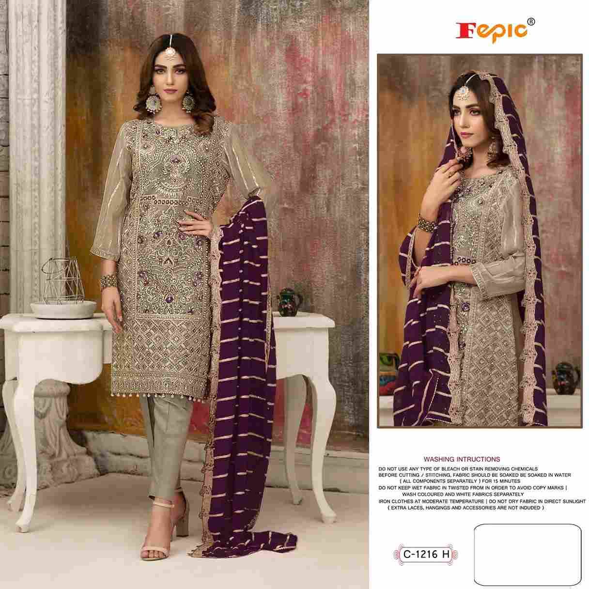 Fepic 1216 Colours Vol-2 By Fepic 1216-E To 1216-H Series Beautiful Pakistani Suits Colorful Stylish Fancy Casual Wear & Ethnic Wear Faux Georgette Embroidered Dresses At Wholesale Price