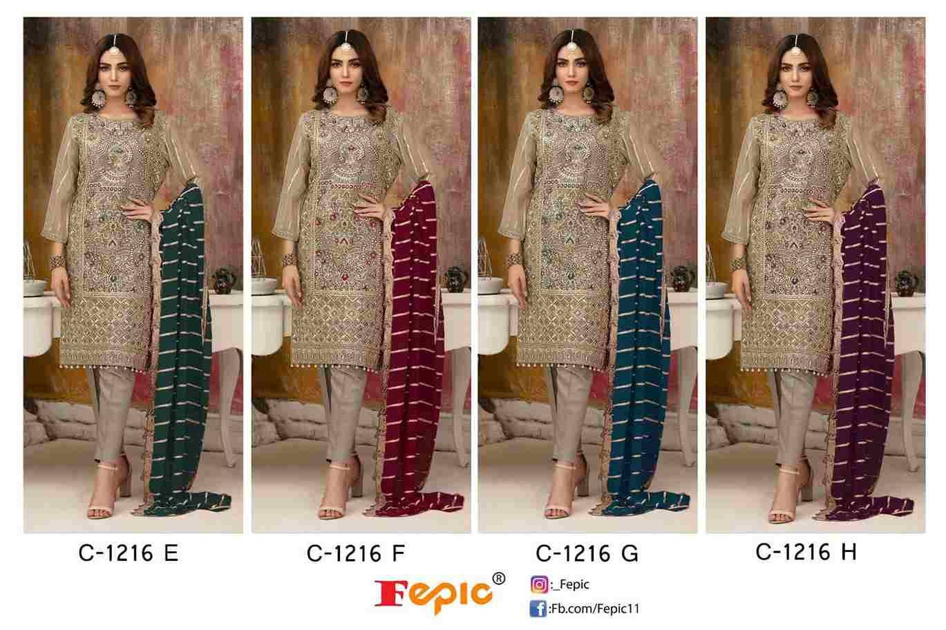 Fepic 1216 Colours Vol-2 By Fepic 1216-E To 1216-H Series Beautiful Pakistani Suits Colorful Stylish Fancy Casual Wear & Ethnic Wear Faux Georgette Embroidered Dresses At Wholesale Price