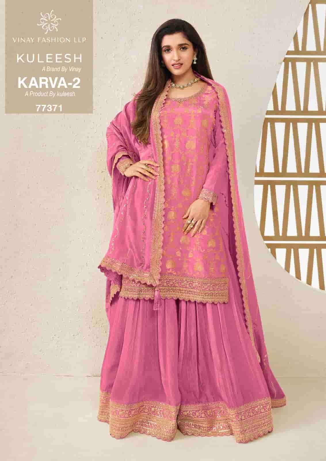 Karva Vol-2 By Kuleesh 77371 To 77376 Series Designer Festive Suits Collection Beautiful Stylish Fancy Colorful Party Wear & Occasional Wear Chinnon Jacquard Dresses At Wholesale Price