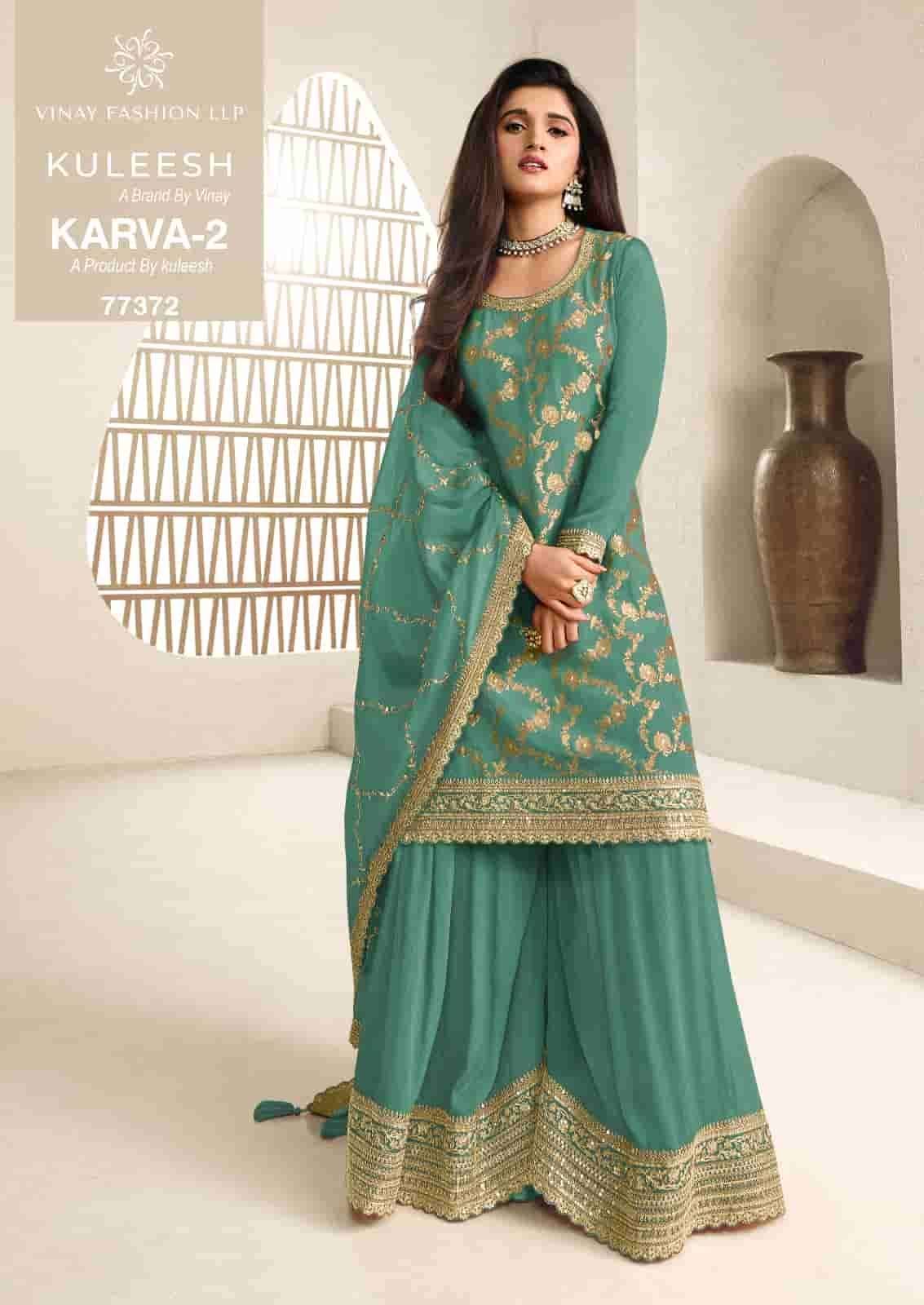 Karva Vol-2 By Kuleesh 77371 To 77376 Series Designer Festive Suits Collection Beautiful Stylish Fancy Colorful Party Wear & Occasional Wear Chinnon Jacquard Dresses At Wholesale Price
