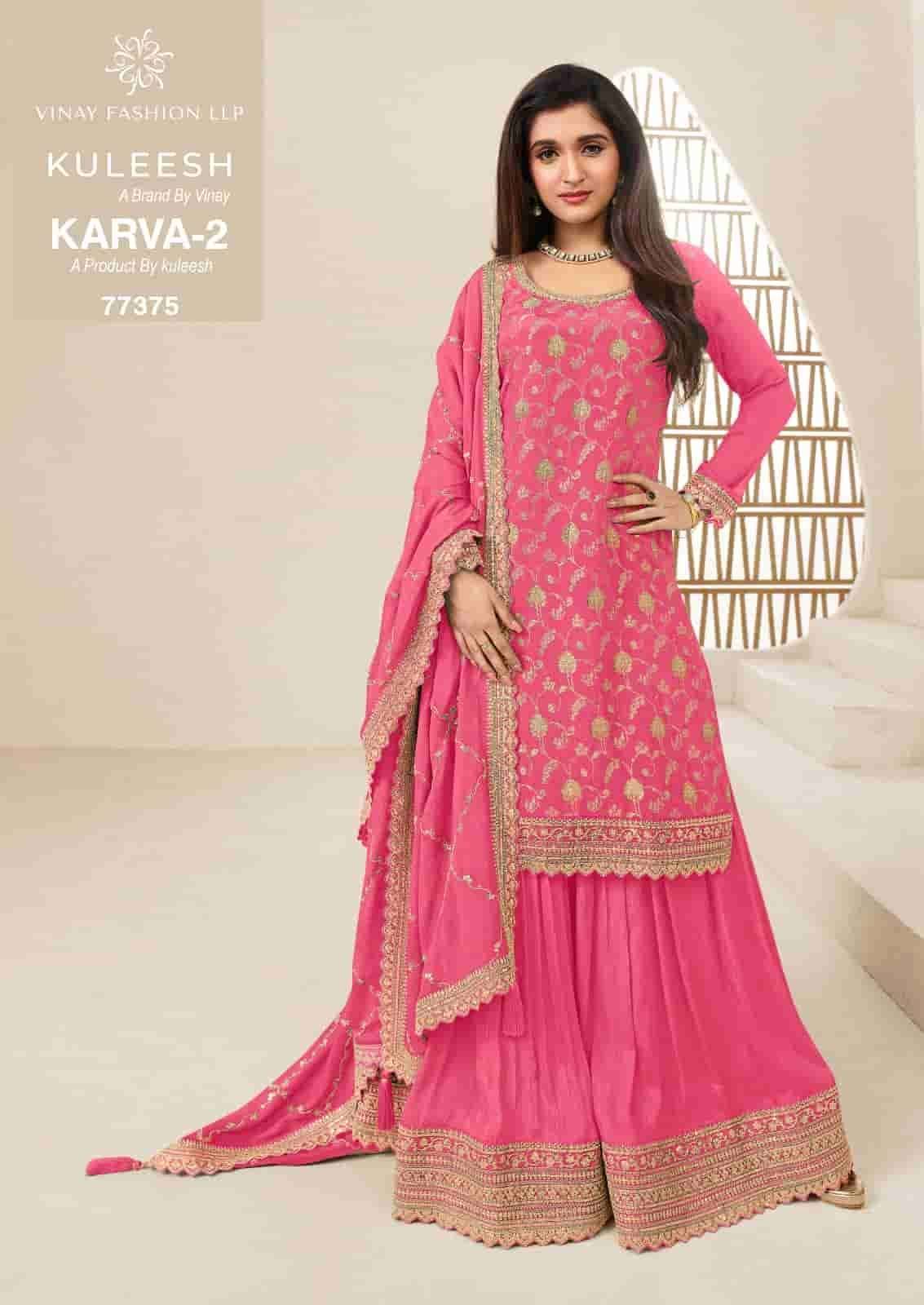Karva Vol-2 By Kuleesh 77371 To 77376 Series Designer Festive Suits Collection Beautiful Stylish Fancy Colorful Party Wear & Occasional Wear Chinnon Jacquard Dresses At Wholesale Price