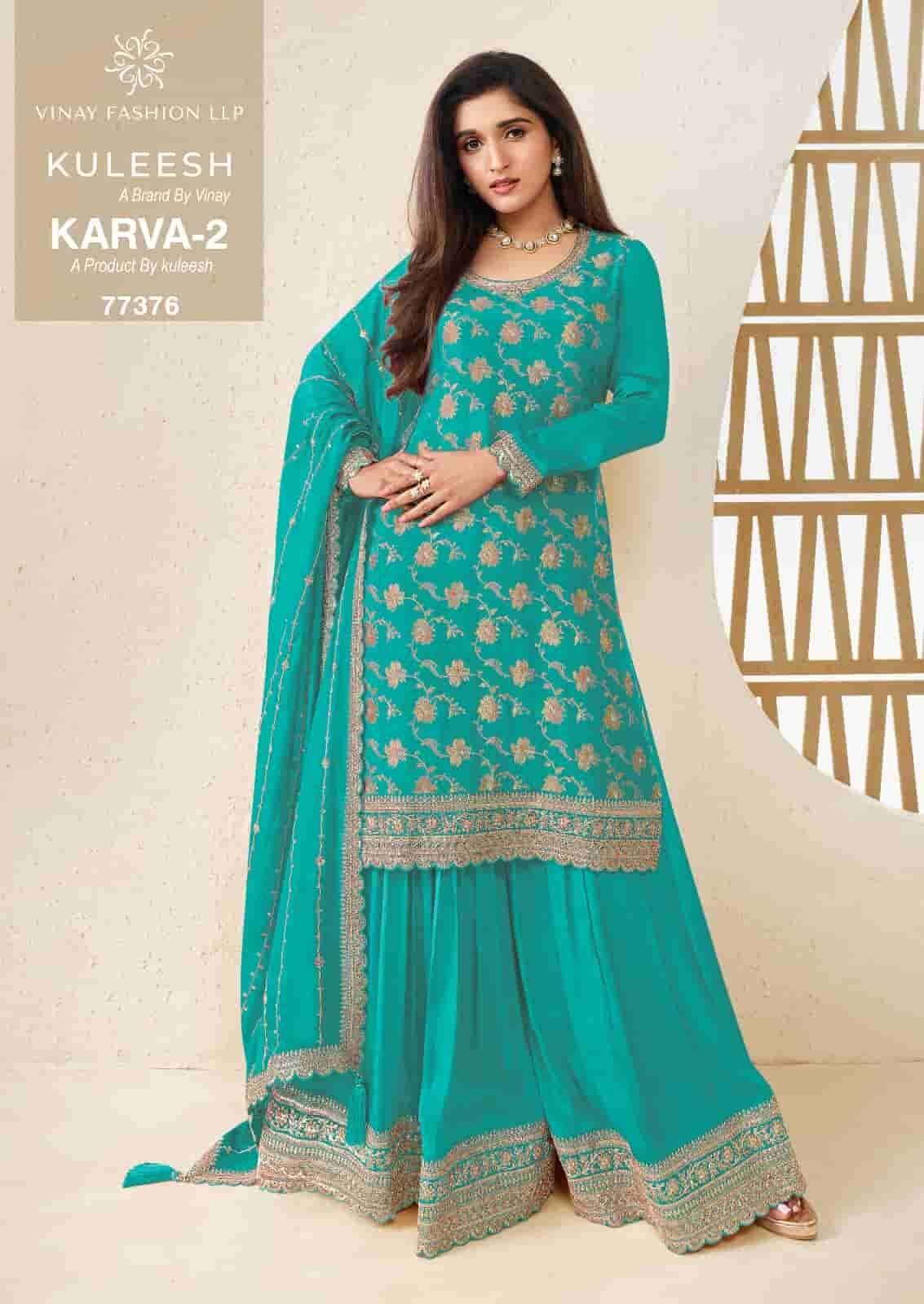 Karva Vol-2 By Kuleesh 77371 To 77376 Series Designer Festive Suits Collection Beautiful Stylish Fancy Colorful Party Wear & Occasional Wear Chinnon Jacquard Dresses At Wholesale Price