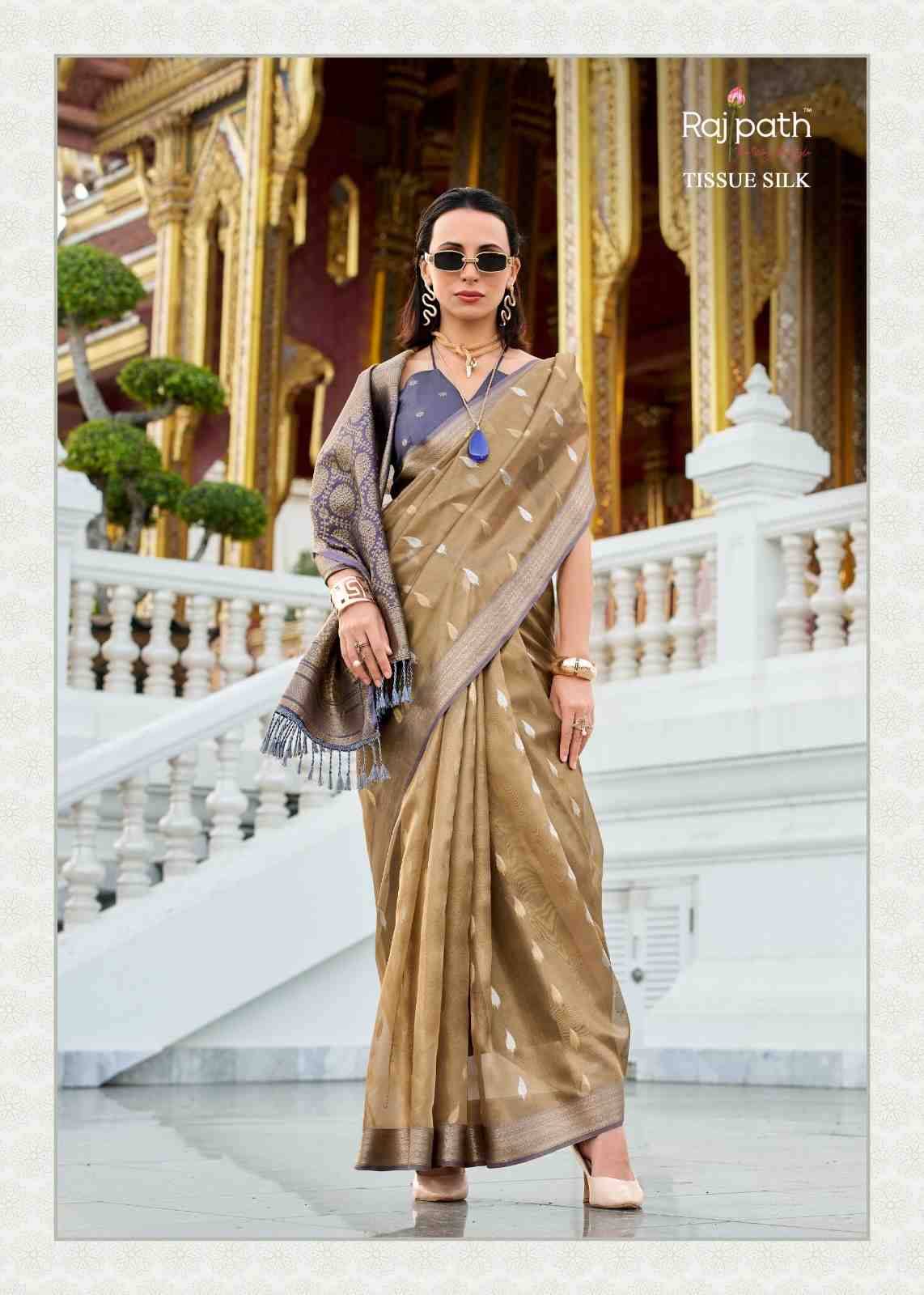 Good Times By Rajpath 119 To 124 Series Indian Traditional Wear Collection Beautiful Stylish Fancy Colorful Party Wear & Occasional Wear Tissue Silk Sarees At Wholesale Price