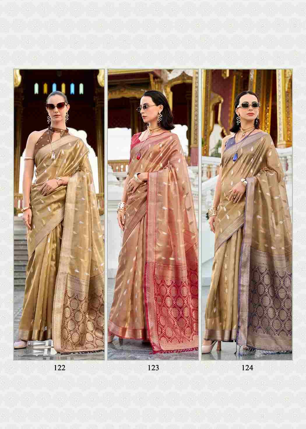 Good Times By Rajpath 119 To 124 Series Indian Traditional Wear Collection Beautiful Stylish Fancy Colorful Party Wear & Occasional Wear Tissue Silk Sarees At Wholesale Price