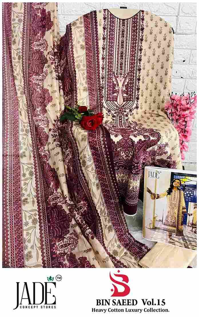 Bin Saeed Vol-15 By Jade 1501 To 1506 Series Beautiful Festive Suits Stylish Fancy Colorful Casual Wear & Ethnic Wear Pure Lawn Cotton Print Dresses At Wholesale Price