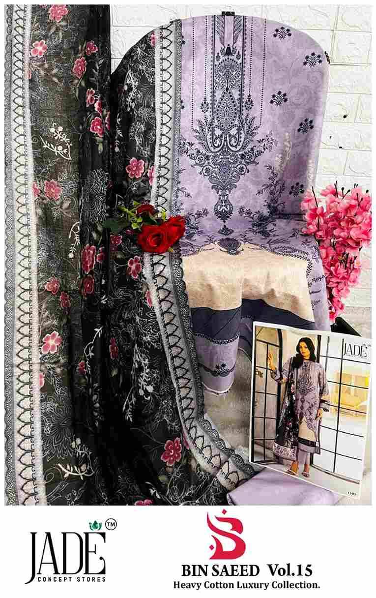 Bin Saeed Vol-15 By Jade 1501 To 1506 Series Beautiful Festive Suits Stylish Fancy Colorful Casual Wear & Ethnic Wear Pure Lawn Cotton Print Dresses At Wholesale Price