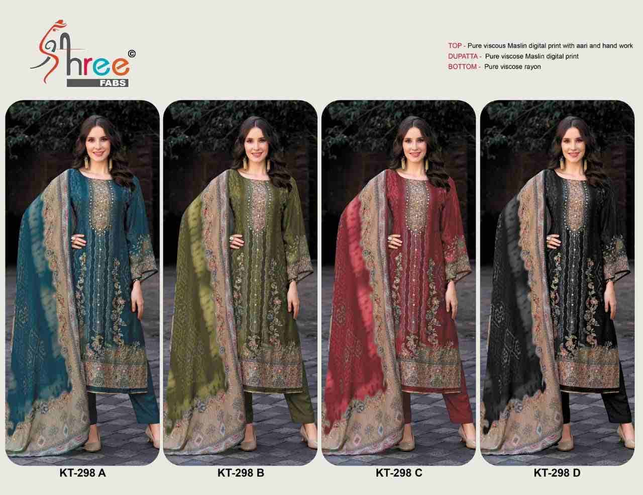 Shree Fabs Hit Design KT-298 Colours By Shree Fabs KT-298-A To KT-298-D Series Designer Pakistani Suits Beautiful Fancy Stylish Colorful Party Wear & Occasional Wear Pure Viscose Muslin Print Dresses At Wholesale Price