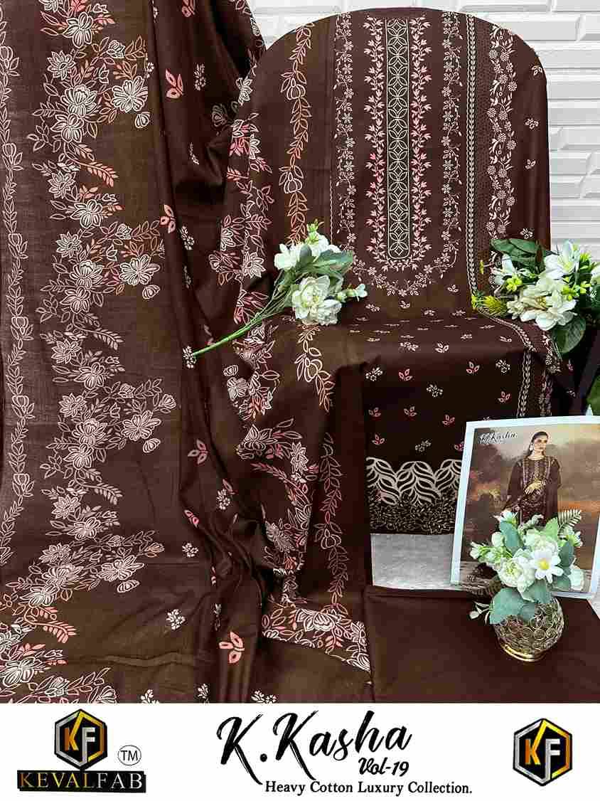 K.Kasha Vol-19 By Keval Fab 19001 To 19006 Series Beautiful Festive Suits Stylish Fancy Colorful Casual Wear & Ethnic Wear Heavy Pure Cotton Print Dresses At Wholesale Price