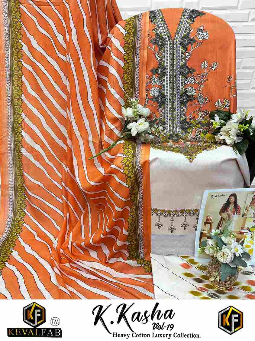 K.Kasha Vol-19 By Keval Fab 19001 To 19006 Series Beautiful Festive Suits Stylish Fancy Colorful Casual Wear & Ethnic Wear Heavy Pure Cotton Print Dresses At Wholesale Price