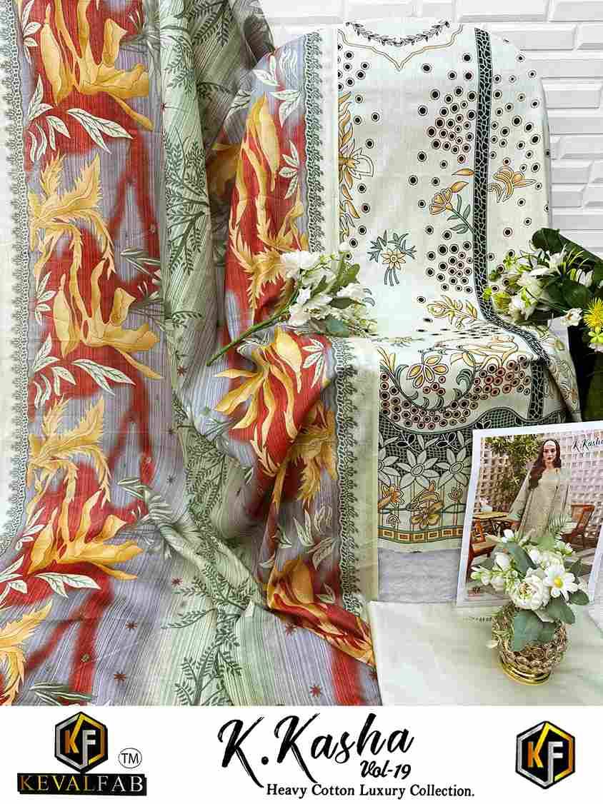 K.Kasha Vol-19 By Keval Fab 19001 To 19006 Series Beautiful Festive Suits Stylish Fancy Colorful Casual Wear & Ethnic Wear Heavy Pure Cotton Print Dresses At Wholesale Price