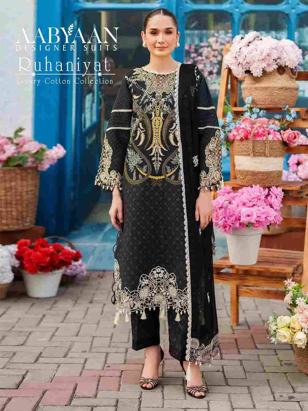 Ruhaniyat Vol-9 By Aabyaan 901 To 906 Series Beautiful Suits Colorful Stylish Fancy Casual Wear & Ethnic Wear Pure Cotton Embroidered Dresses At Wholesale Price