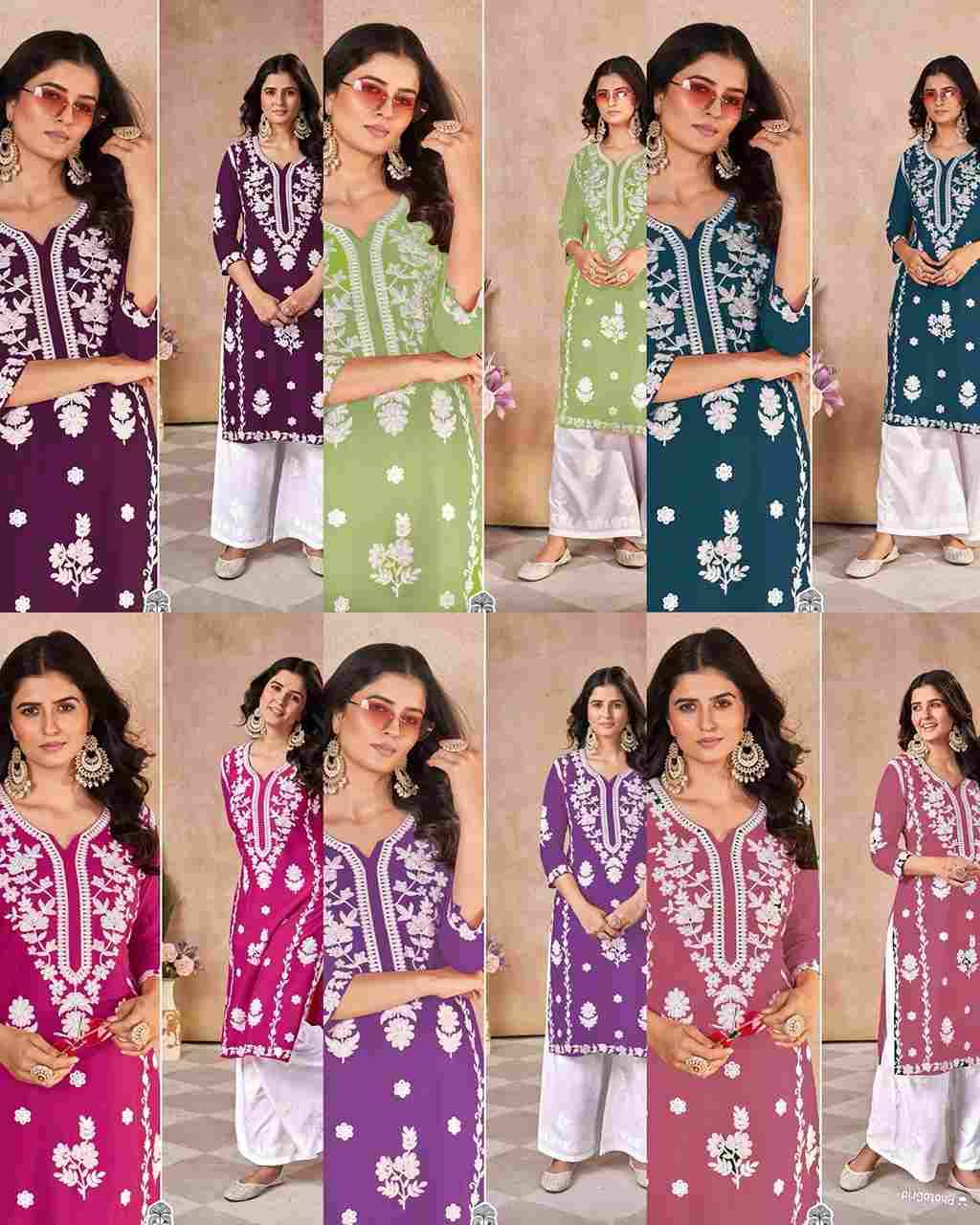 Riva By Kaamiri 01 To 06 Series Designer Stylish Fancy Colorful Beautiful Party Wear & Ethnic Wear Collection Heavy Rayon Print Kurtis With Bottom At Wholesale Price