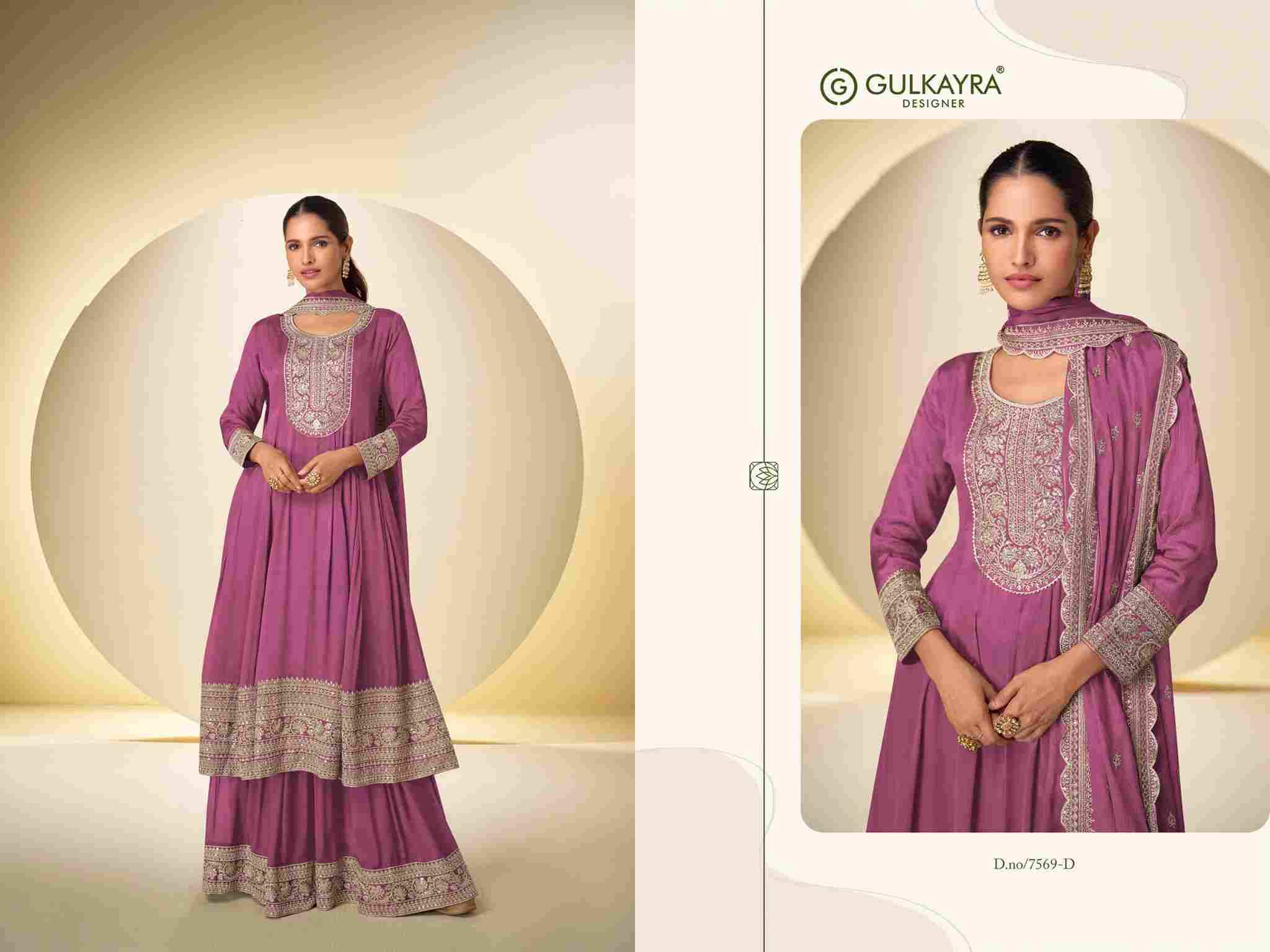 Nargis By Gulkayra Designer 7569-A To 7569-D Series Beautiful Sharara Suits Colorful Stylish Fancy Casual Wear & Ethnic Wear Chinnon Dresses At Wholesale Price