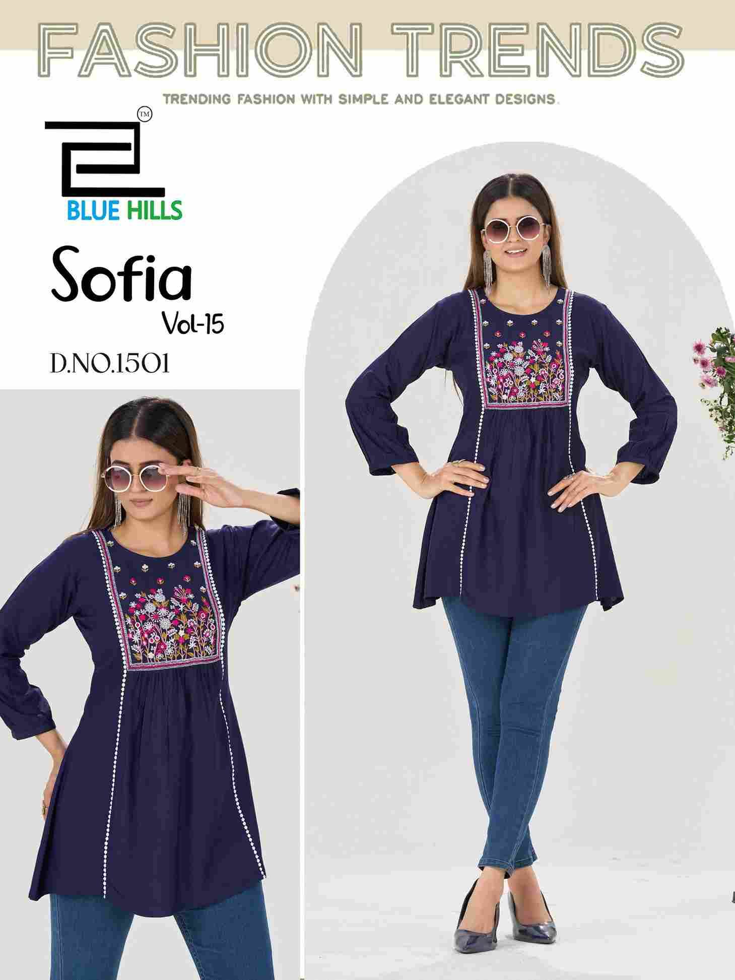 Sofia Vol-15 By Blue Hills 1501 To 1506 Series Designer Stylish Fancy Colorful Beautiful Party Wear & Ethnic Wear Collection Heavy Rayon Tops At Wholesale Price