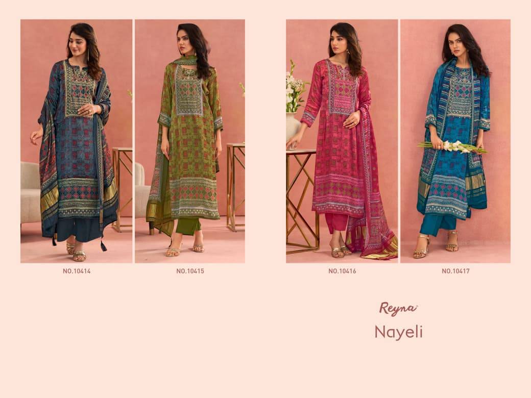 Nayeli By Reyna 10414 To 10417 Series Beautiful Festive Suits Colorful Stylish Fancy Casual Wear & Ethnic Wear Pure Bemberg Silk Dresses At Wholesale Price
