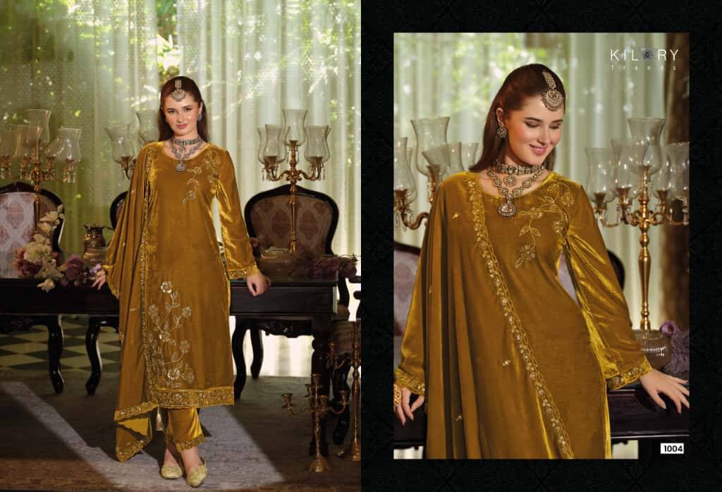 Noor Mahal By Kilory 1001 To 1006 Series Beautiful Festive Suits Colorful Stylish Fancy Casual Wear & Ethnic Wear Pure Velvet Dresses At Wholesale Price